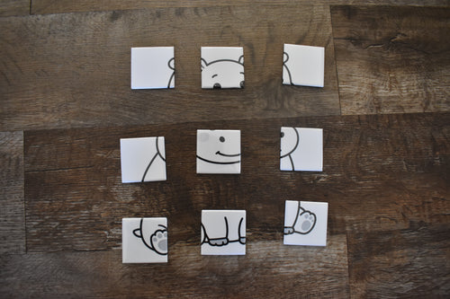2x2 Dry Erase Puzzle Magnet-Hippo