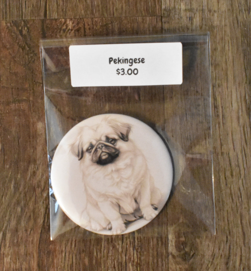 3 Inch Round Dog Breed Magnet-Pekingese