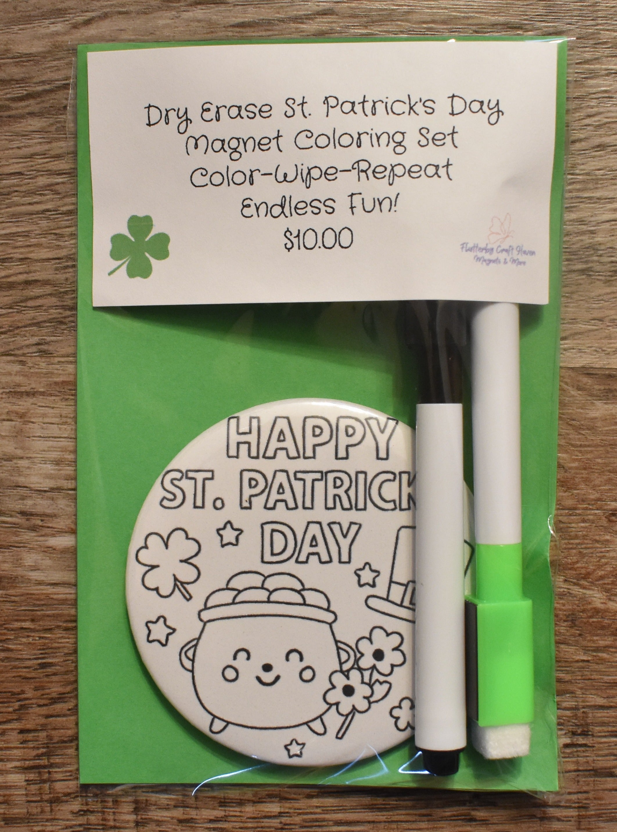 Dry Erase St. Patrick's Day Coloring Magnet Set-Pot of Gold