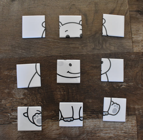 2x2 Dry Erase Puzzle Magnet-Hippo