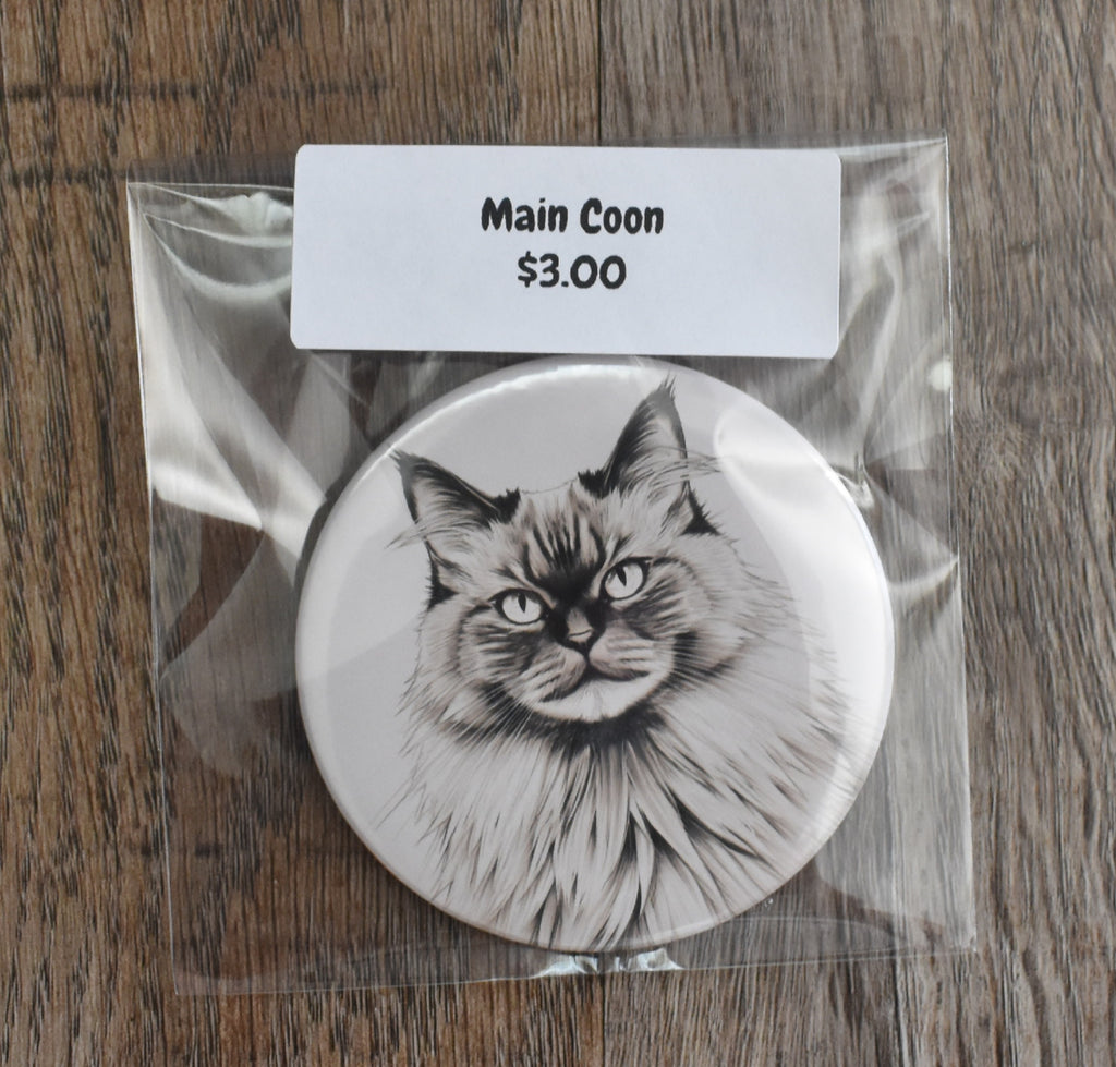 3 Inch Round Cat Magnet-Main Coon