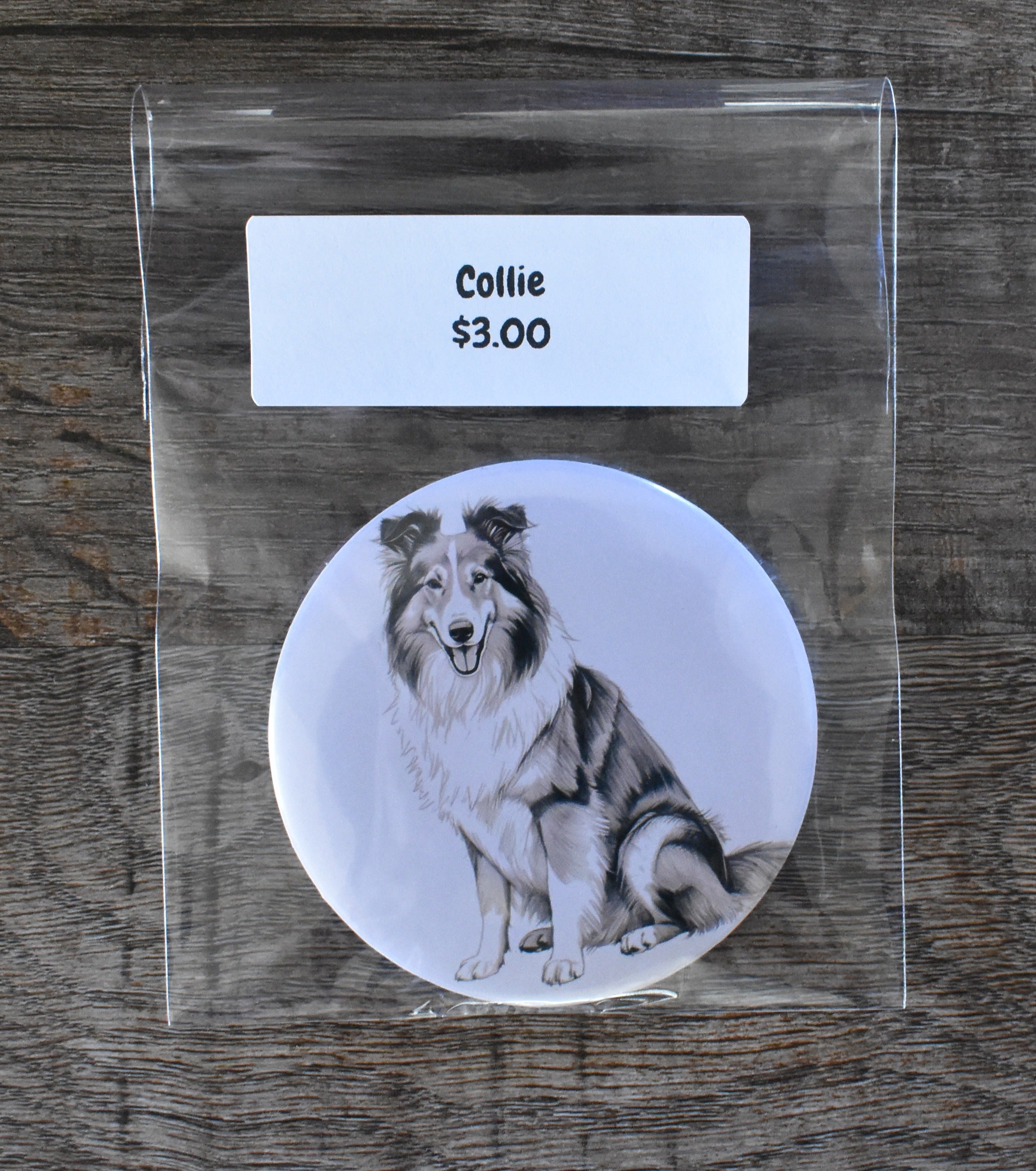 3 Inch Round Dog Magnet-COLLIE