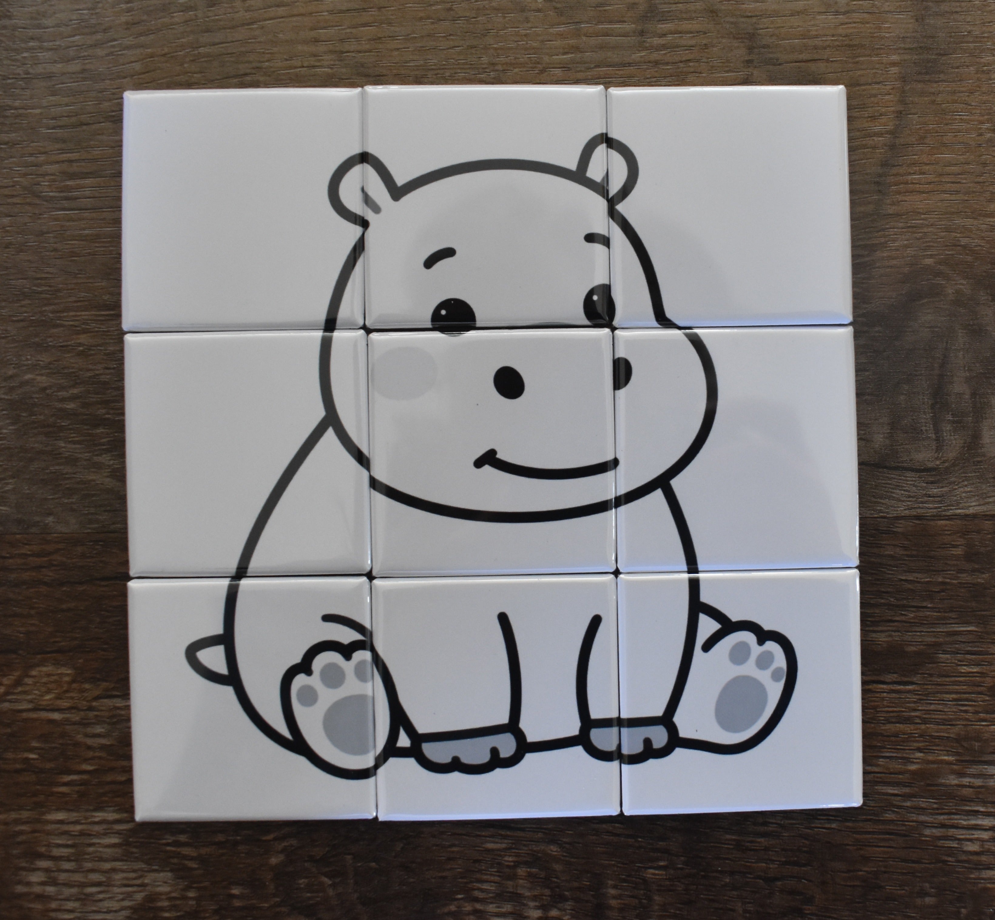 2x2 Dry Erase Puzzle Magnet-Hippo