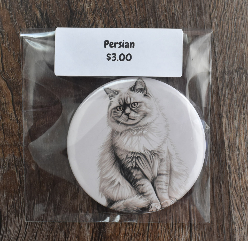 3 Inch Round Cat Magnet-Persian