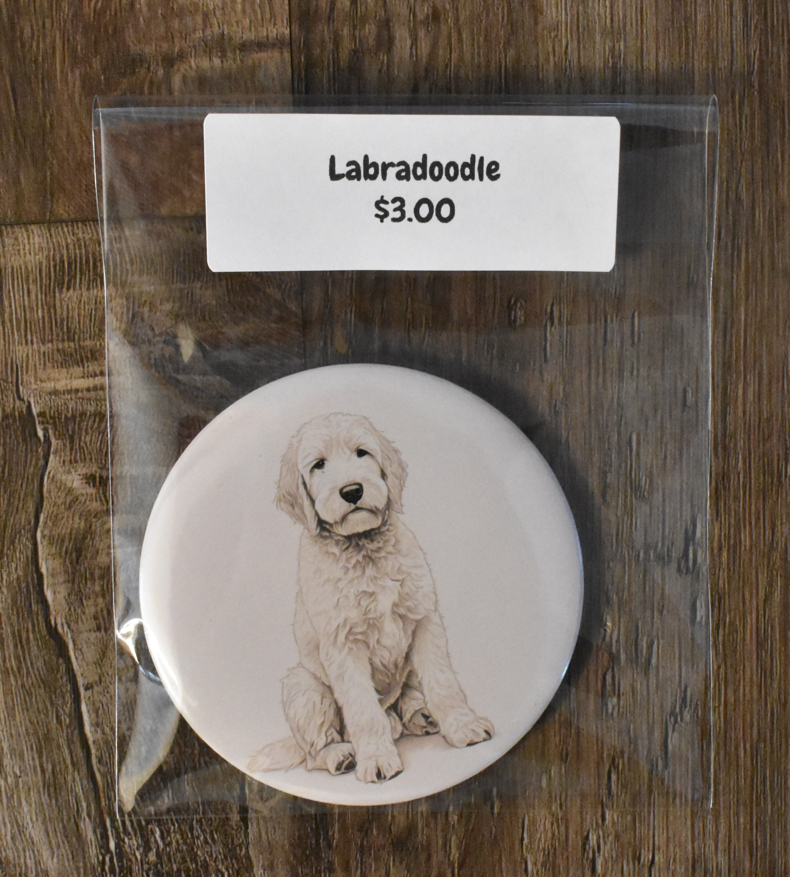 3 Inch Round Dog Breed Magnet-Labradoodle