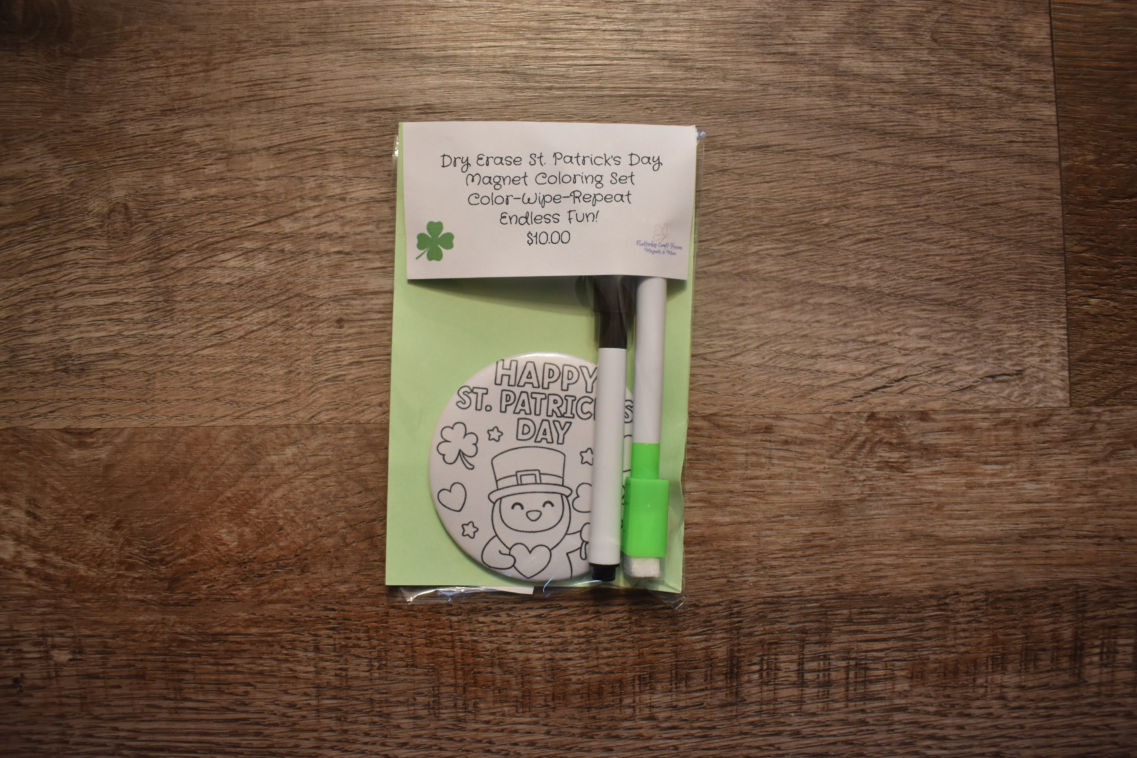 Dry Erase St. Patrick's Day Coloring Magnet Set-Penguin