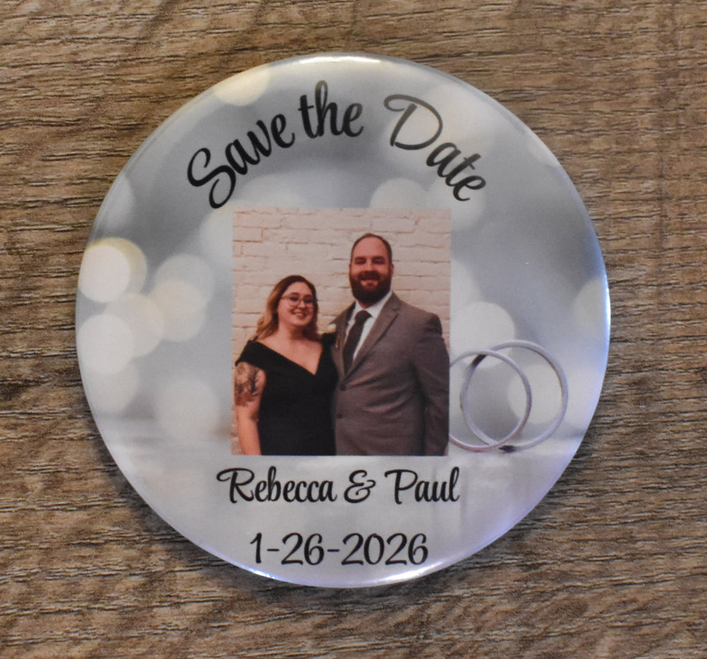 3 Inch Round Custom Made Save the Date Photo Magnet