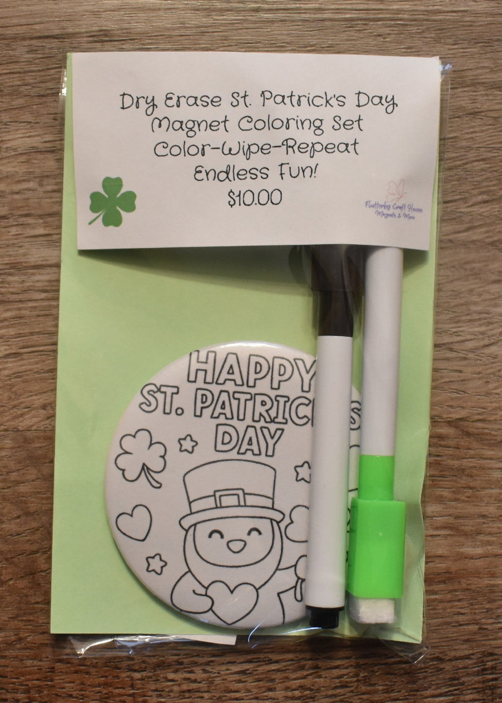 Dry Erase St. Patrick's Day Coloring Magnet Set-Penguin