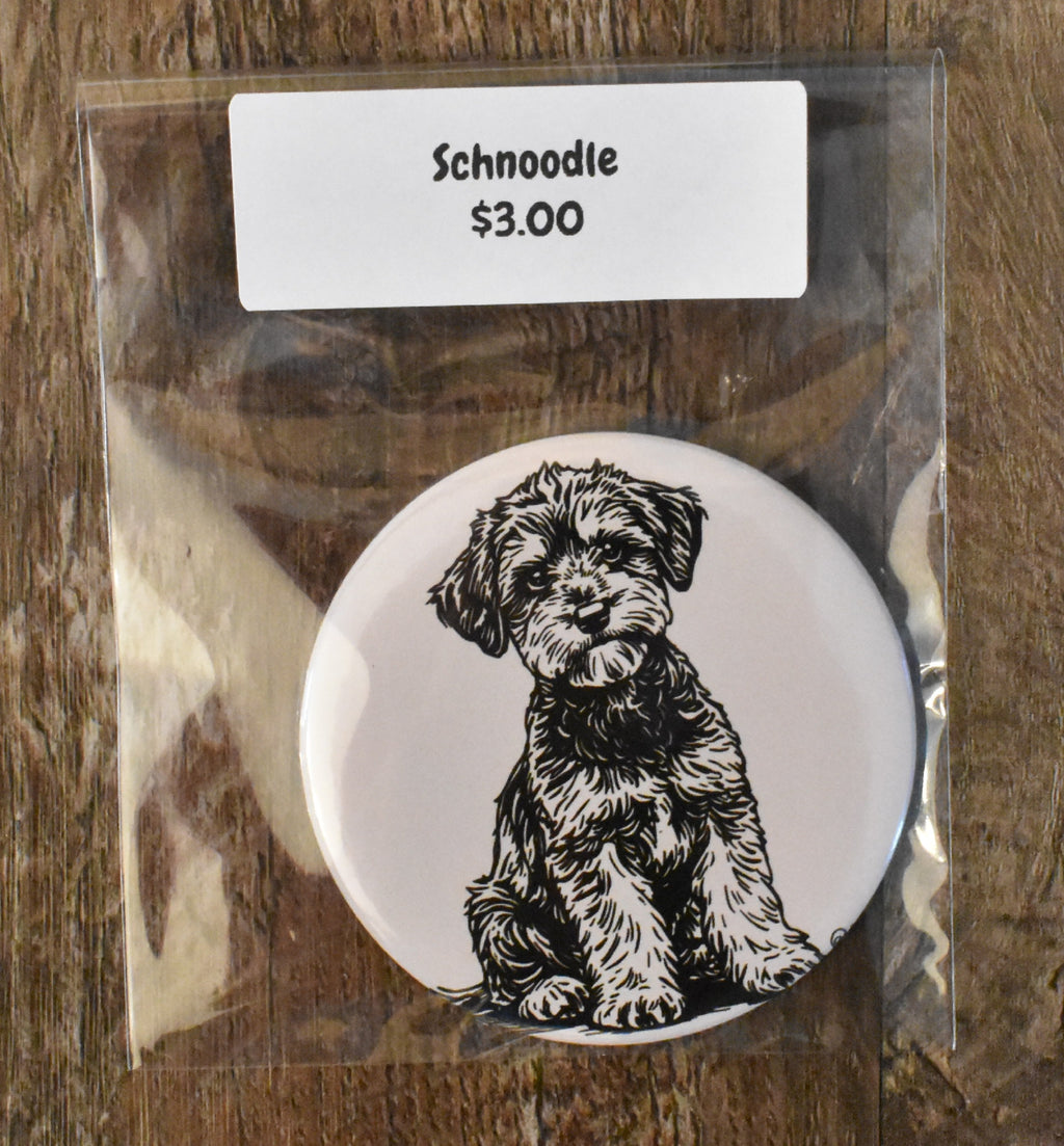 3 Inch Round Dog Breed Magnet-Schnoodle