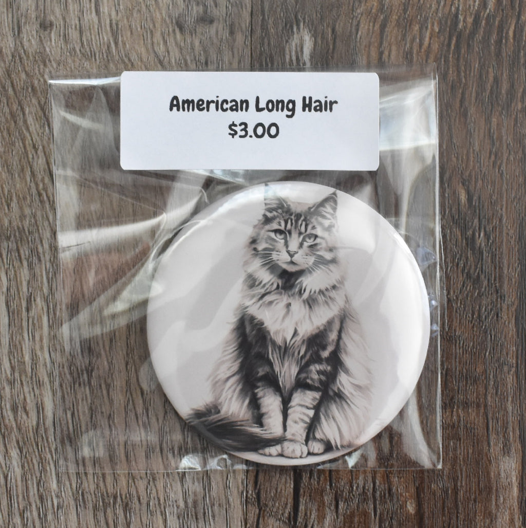 3 Inch Round Cat Breed Magnet-American Long Hair