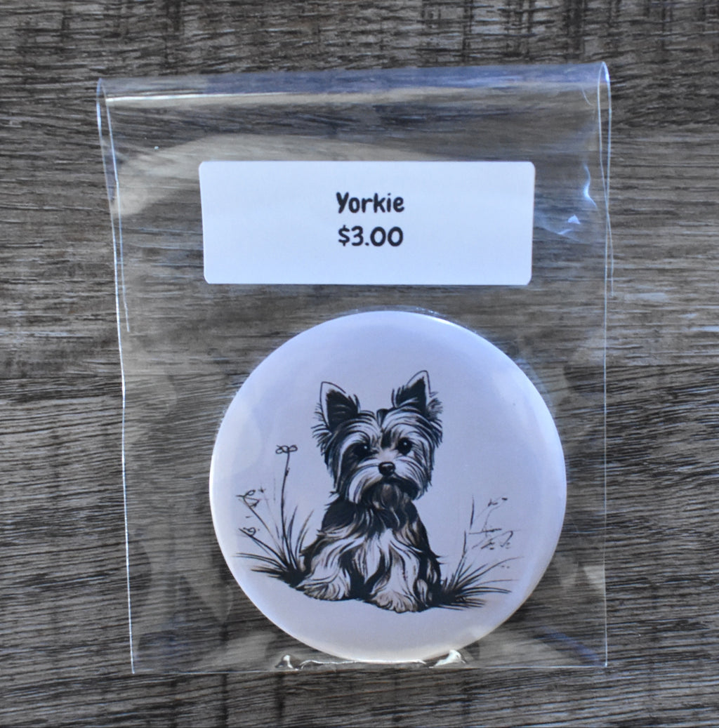 3 Inch Round Dog Magnet-YORKIE