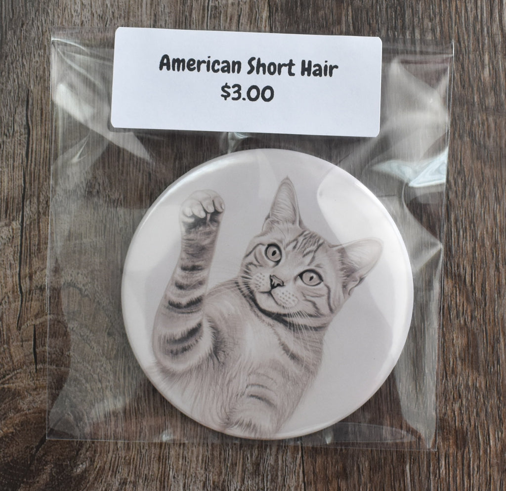 3 Inch Round Cat Breed Magnet-American Short Hair