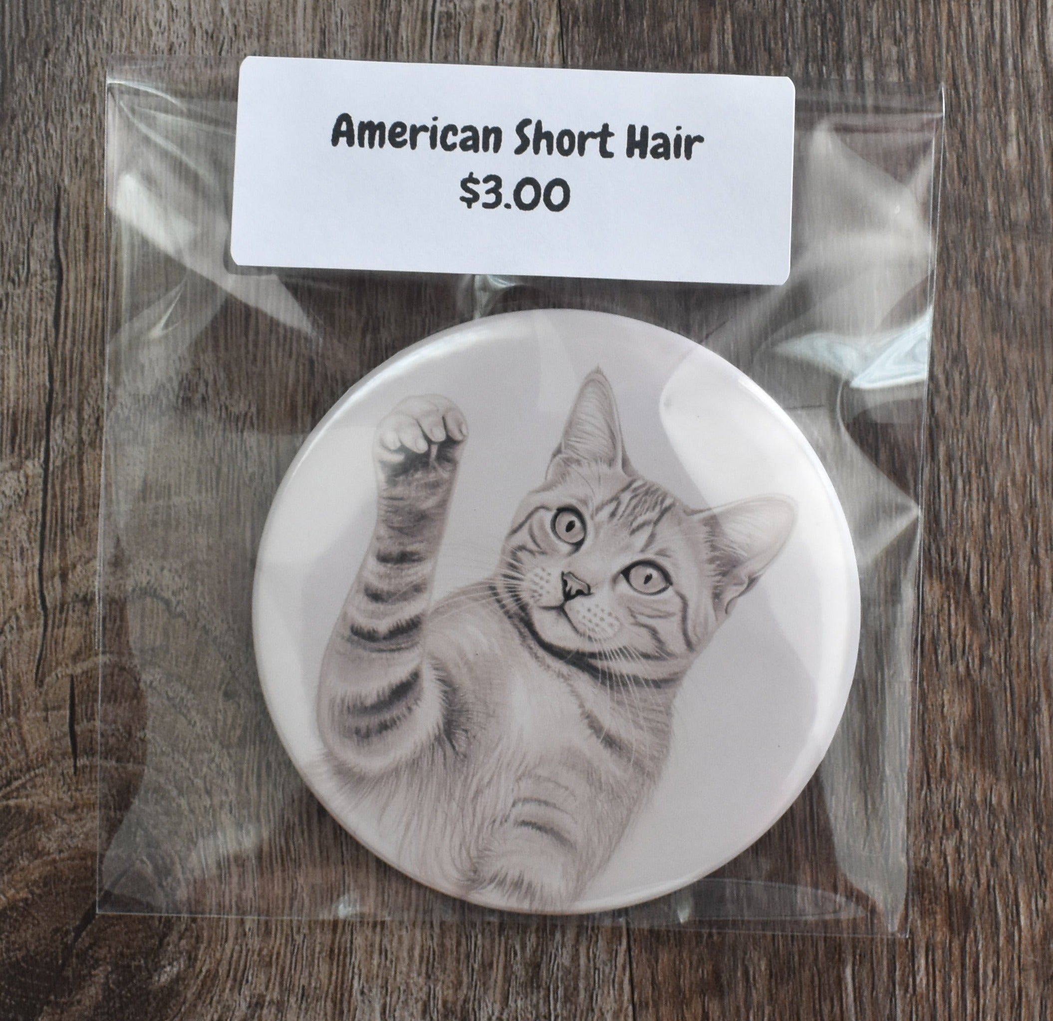 3 Inch Round Cat Breed Magnet-American Short Hair