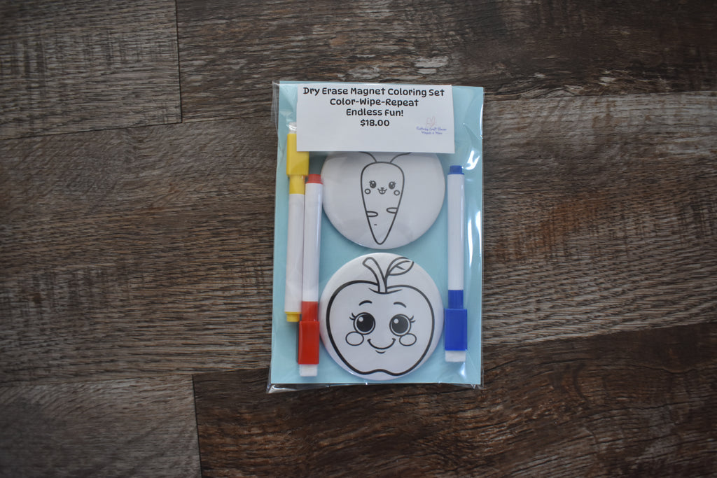 Dry Erase Coloring Magnet Set-Carrot & Apple