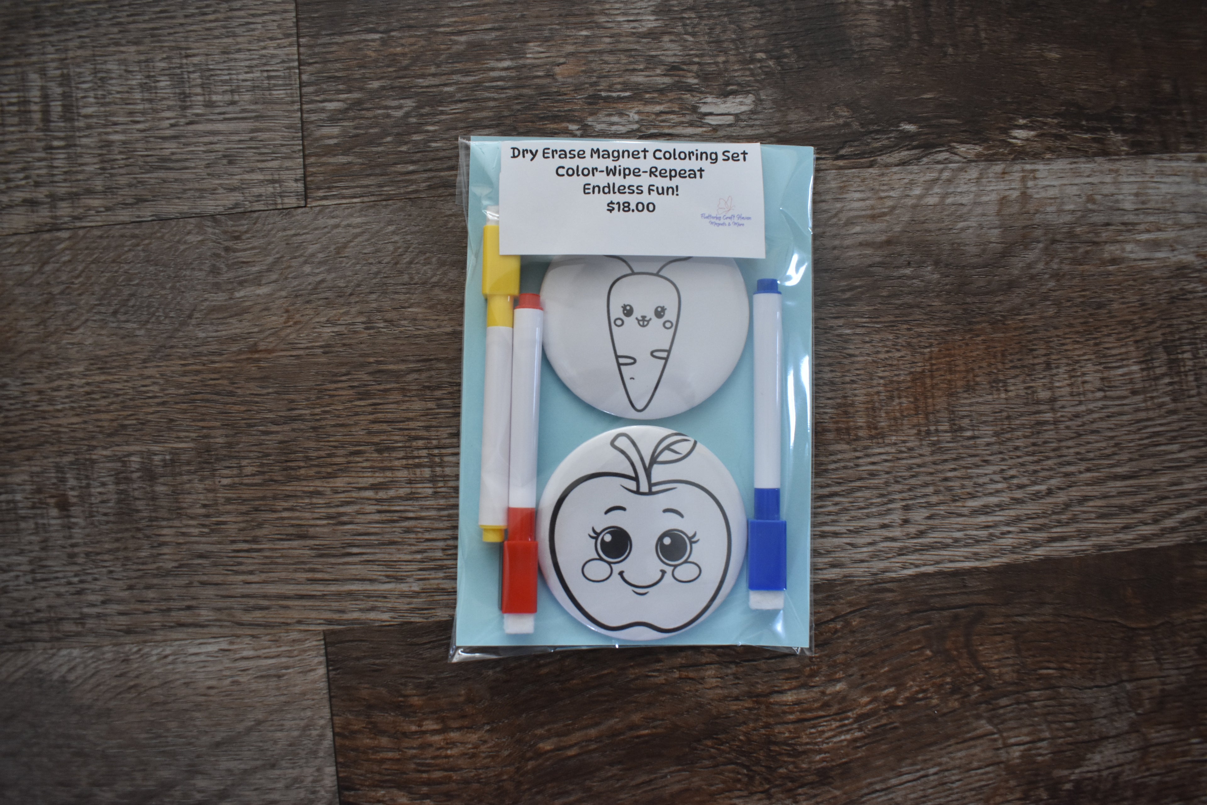 Dry Erase Coloring Magnet Set-Carrot & Apple