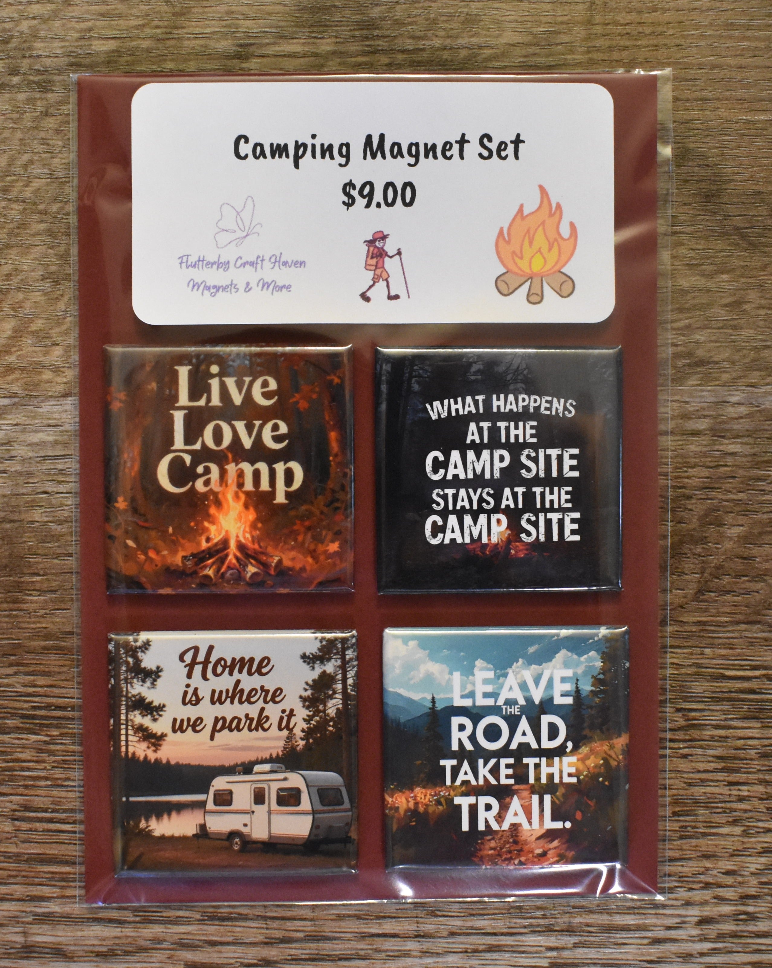 2x2 Square 4 Piece Camping Magnet Set