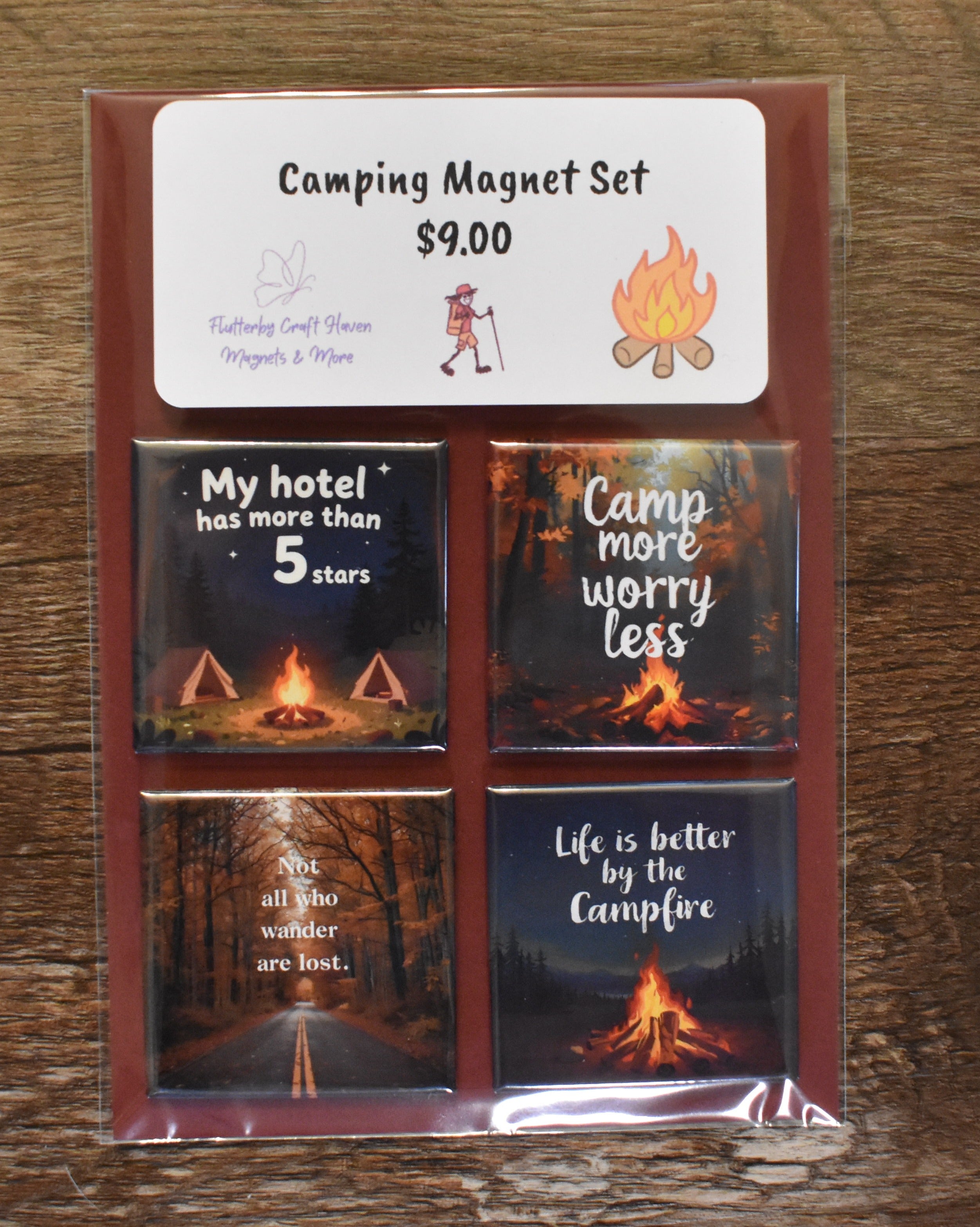 2x2 Square 4 Piece Camping Magnet Set