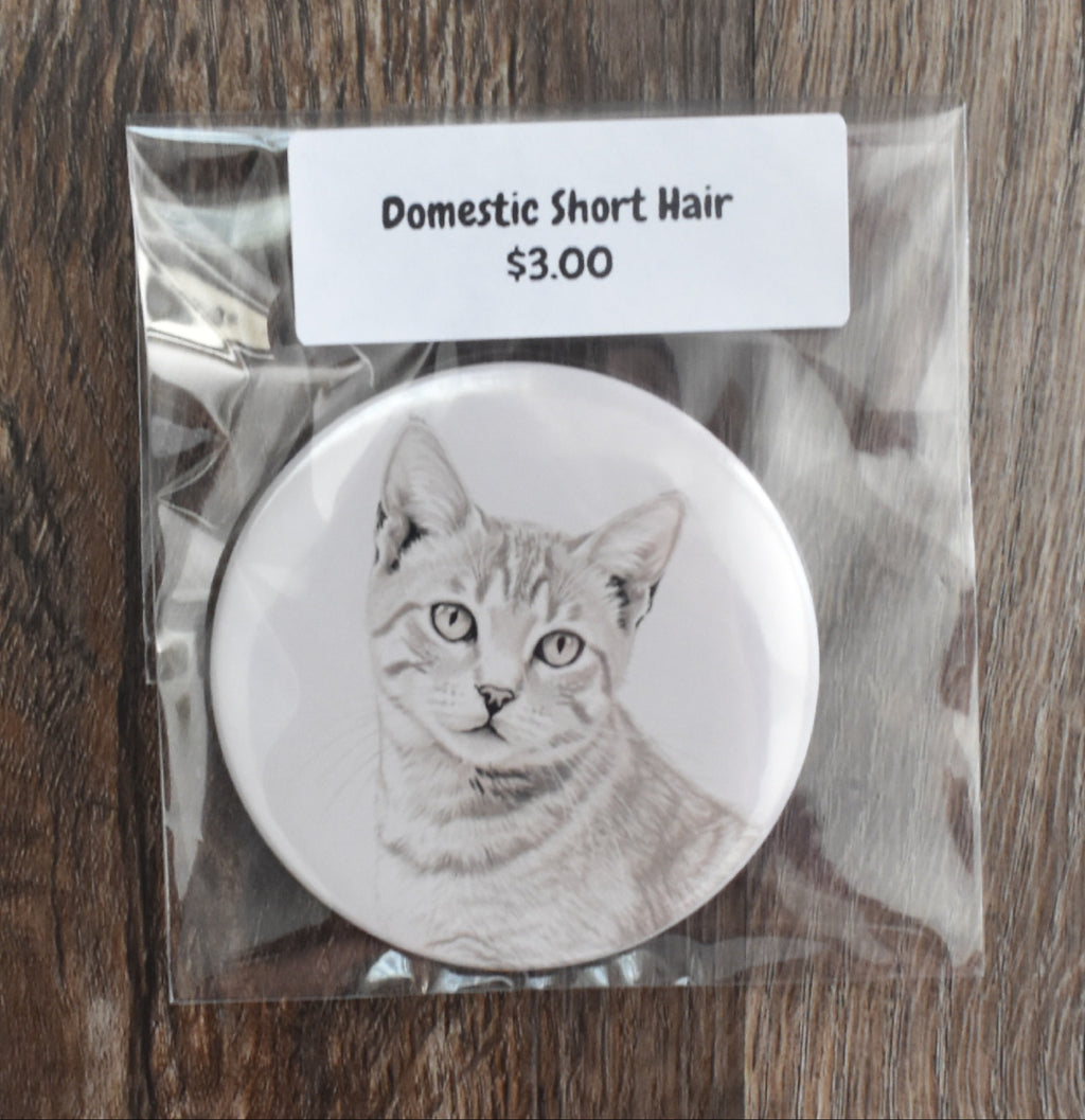3 Inch Round Cat Breed Magnet-Domestic Short Hair