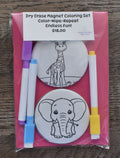 Dry Erase Coloring Magnet Set-Giraffe & Elephant