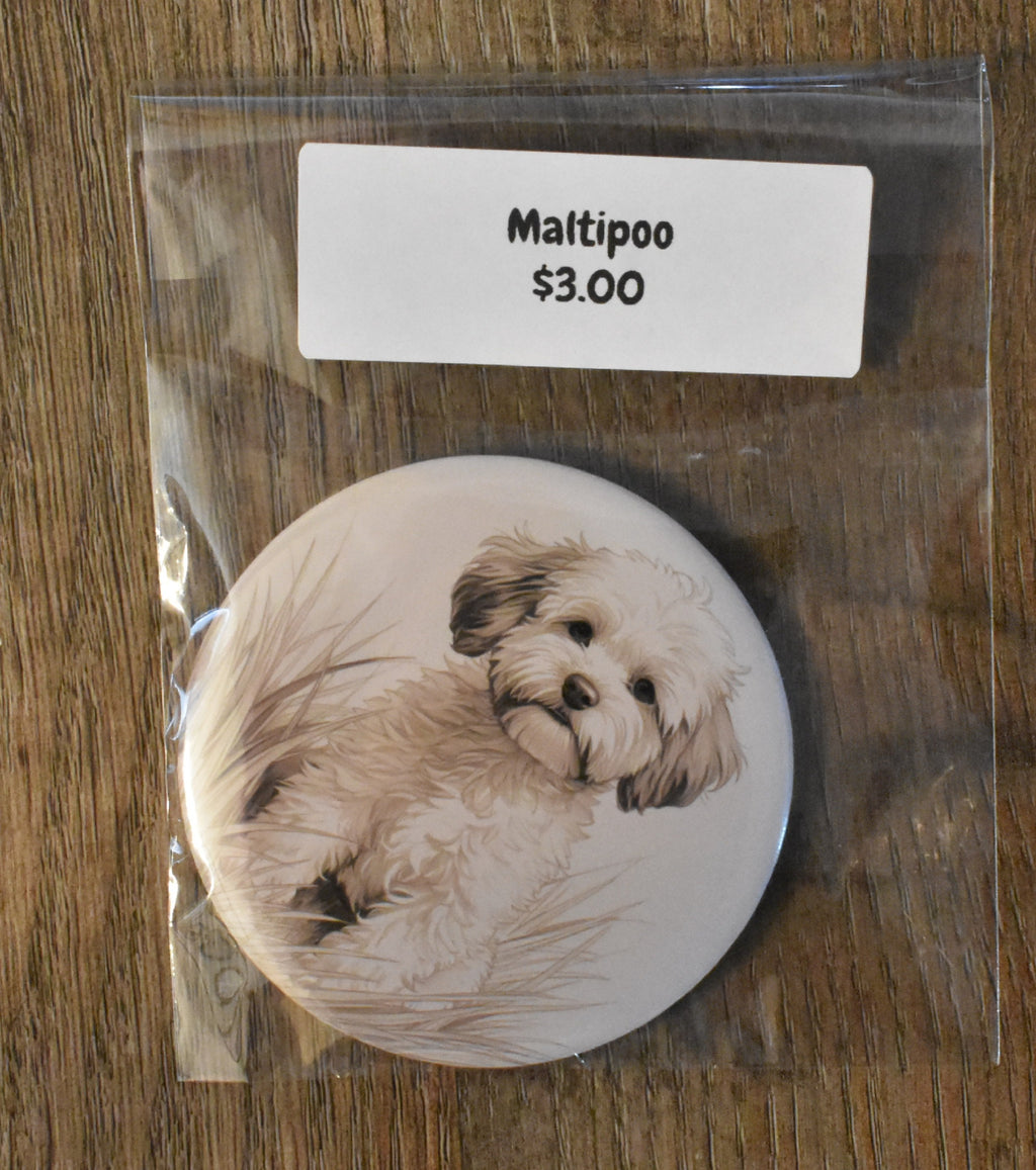 3 Inch Round Dog Breed Magnet- Maltipoo