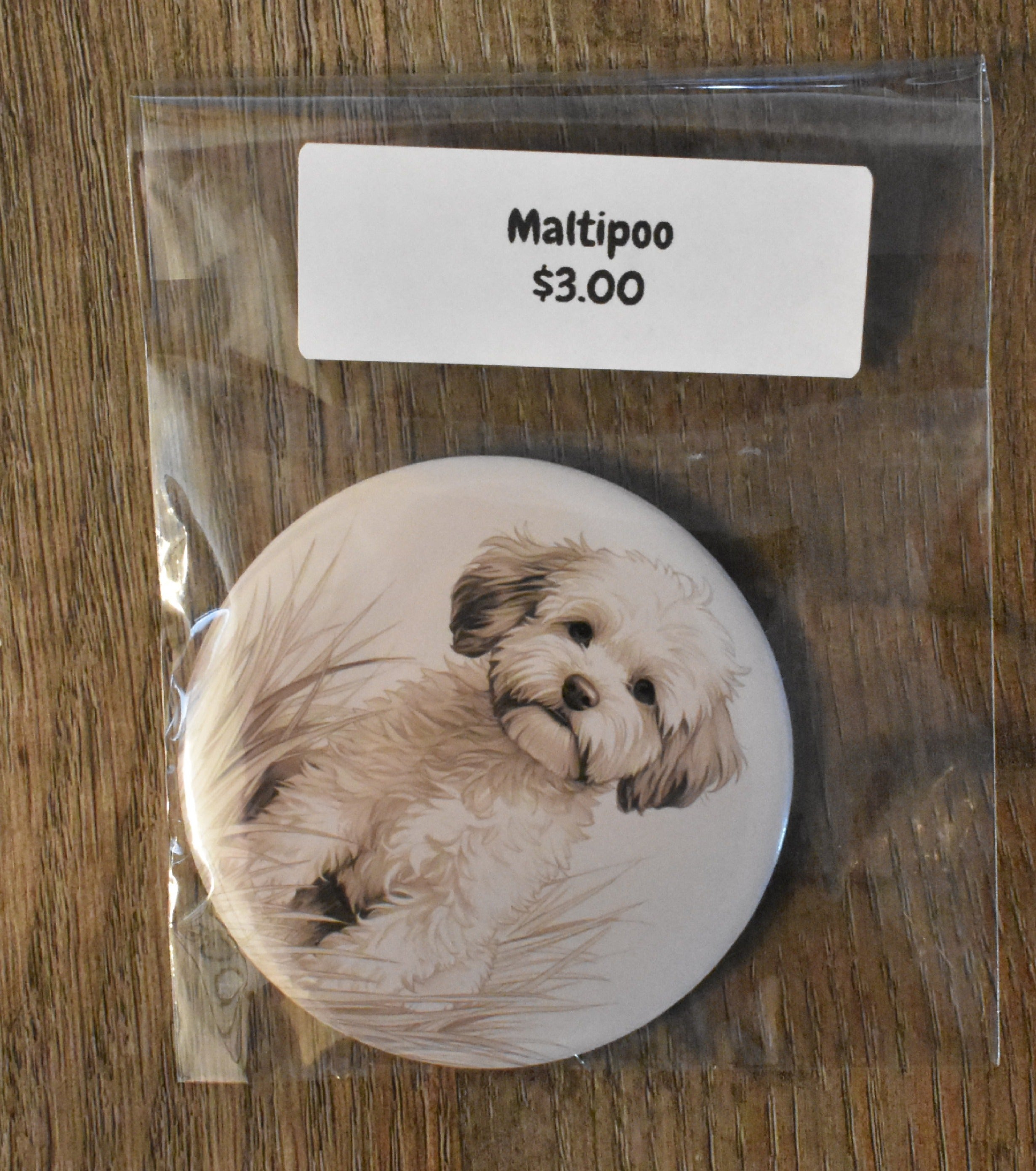 3 Inch Round Dog Breed Magnet- Maltipoo