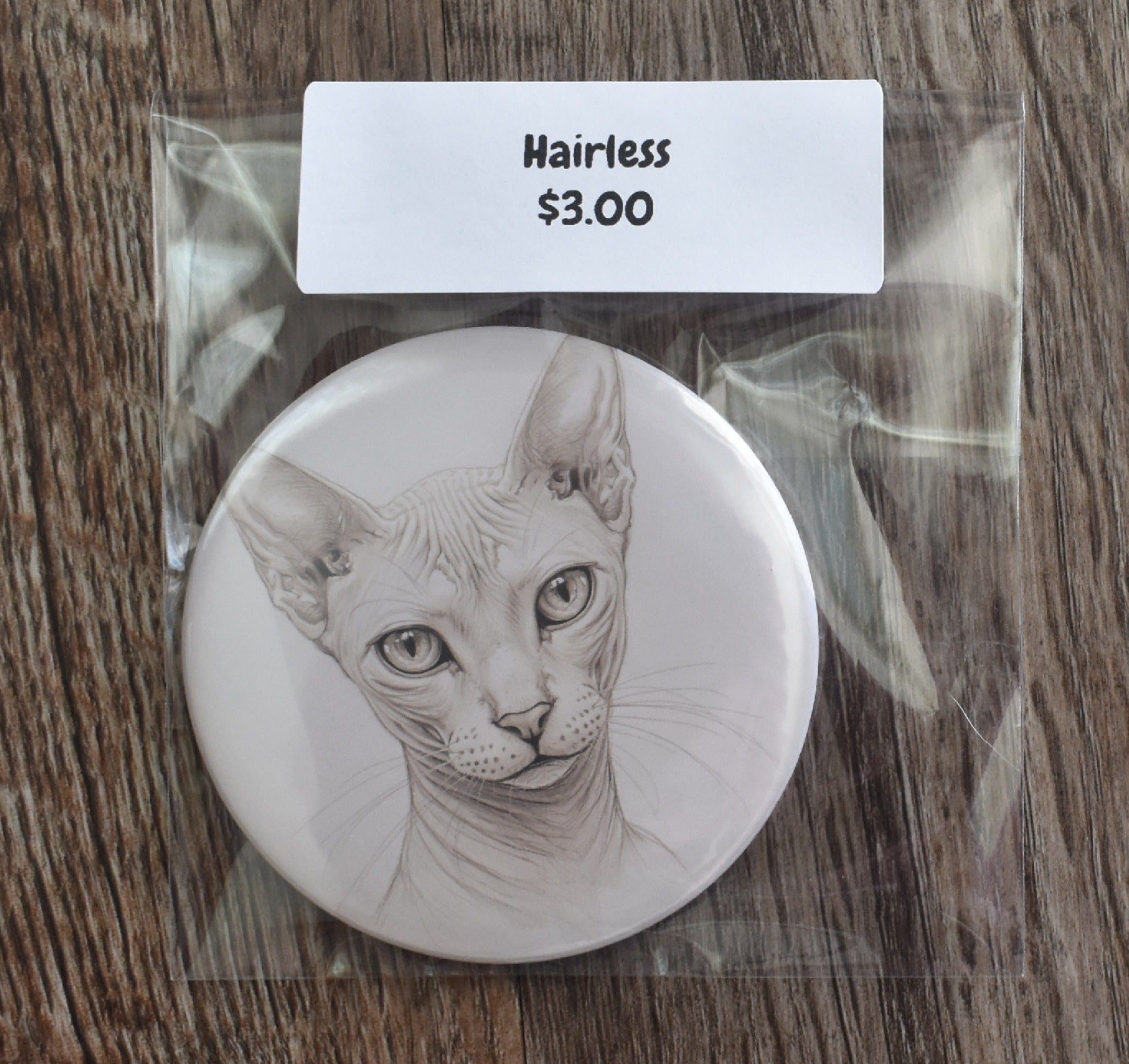 3 Inch Round Cat Breed Magnet-Hairless