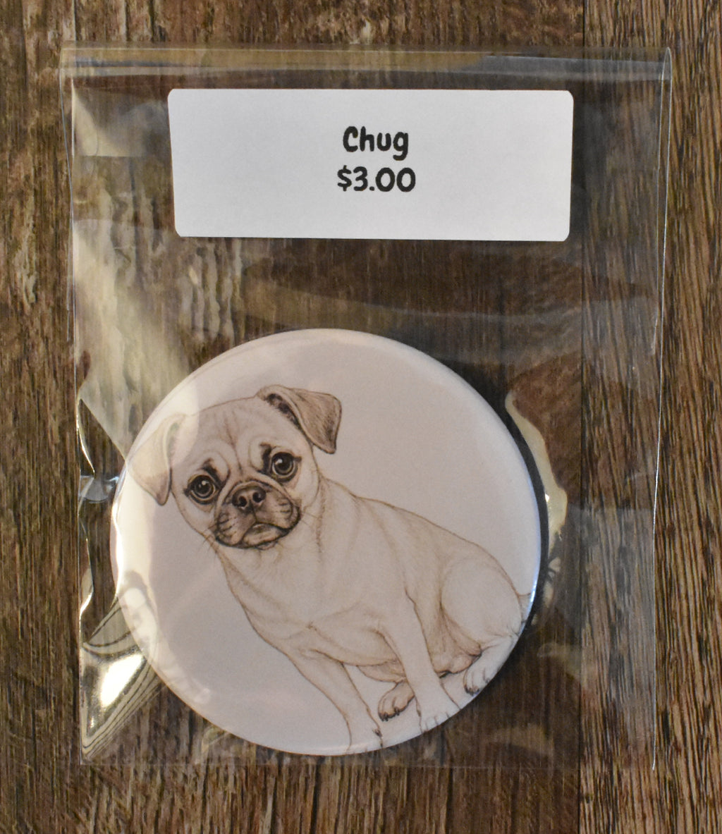 3 Inch Round Dog Breed Magnet-Chug