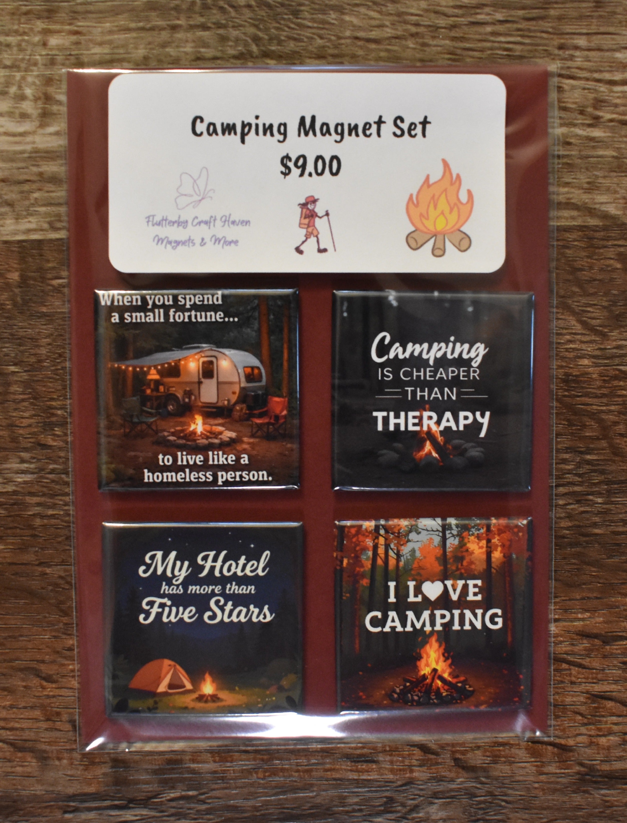 2x2 Square 4 Piece Camping Magnet Set