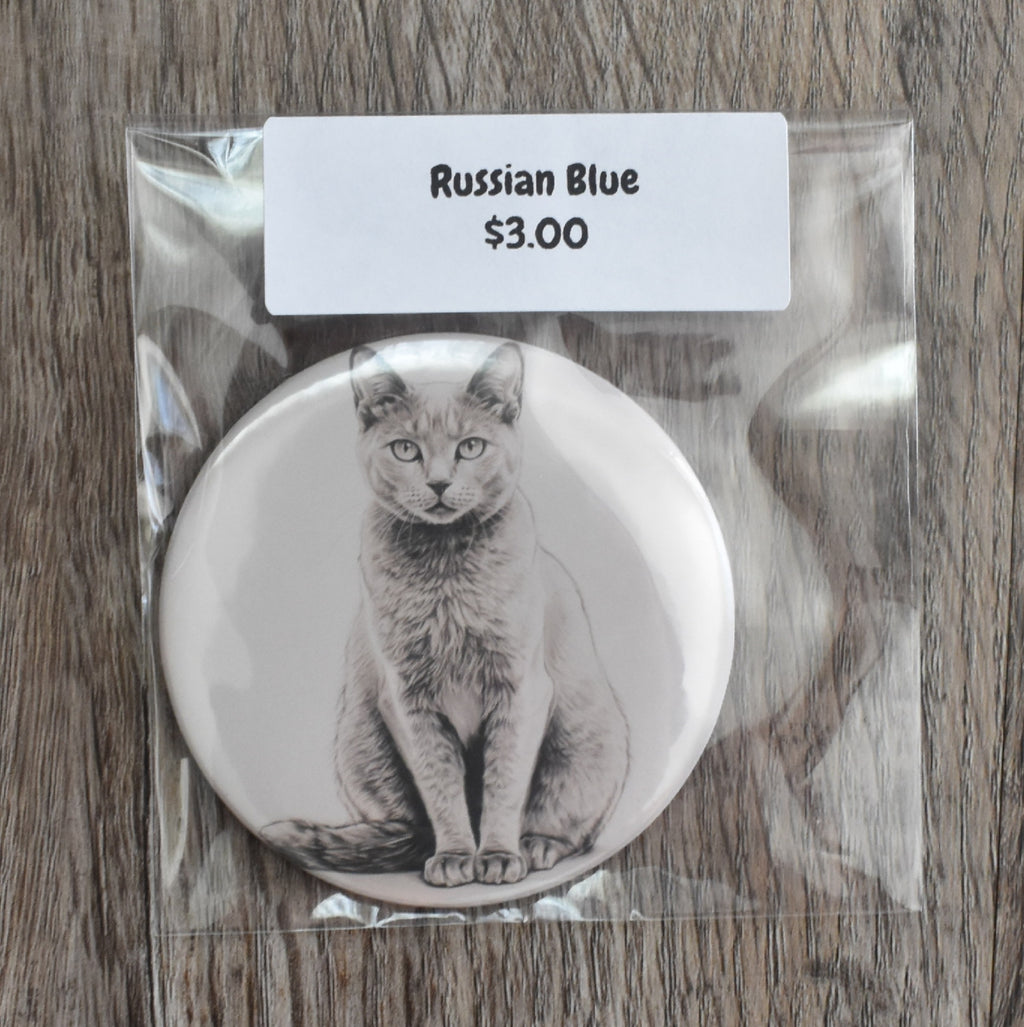3 Inch Round Cat Breed Magnet-Russian Blue