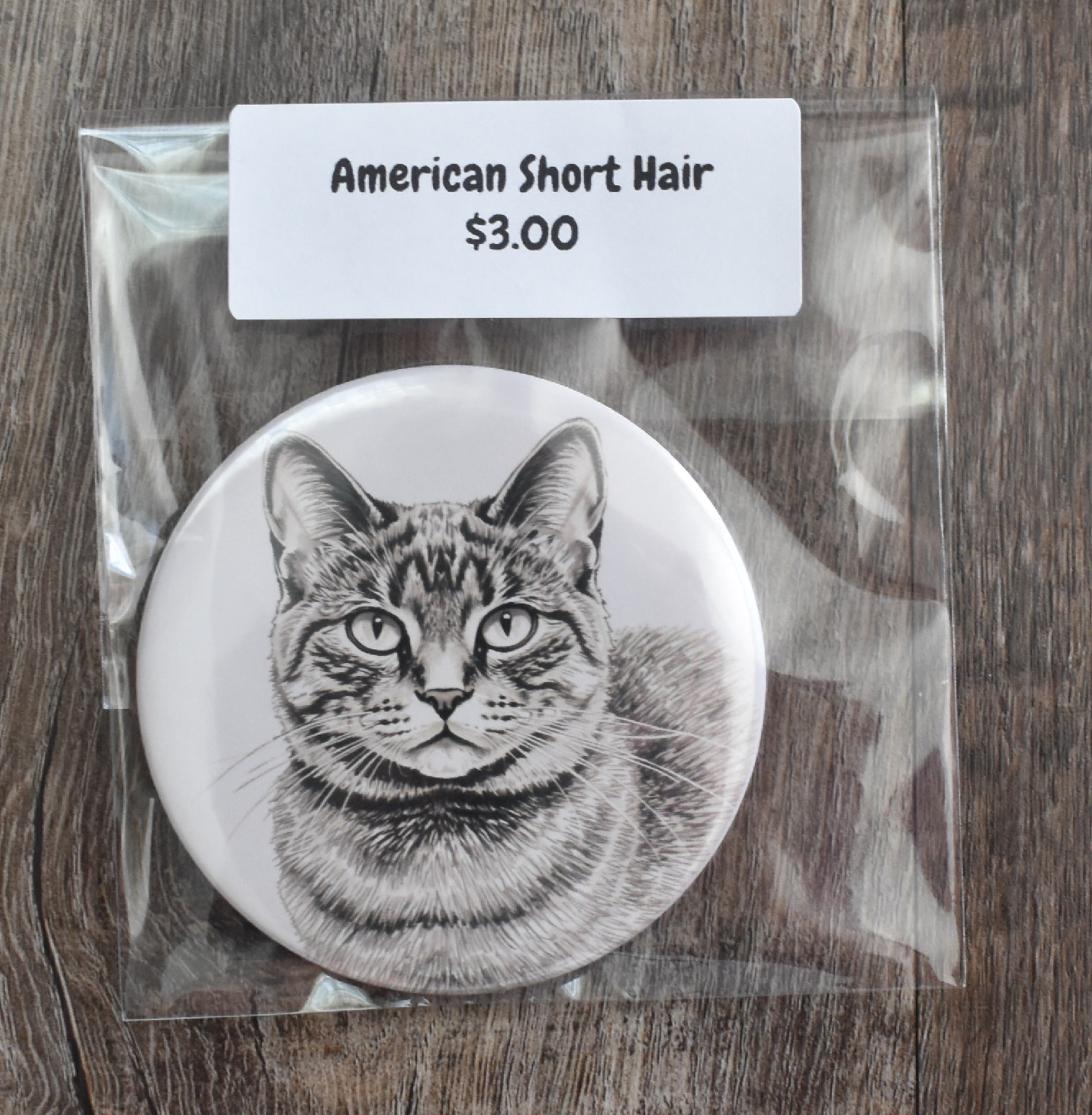 3 Inch Round Cat Breed Magnet-American Short Hair