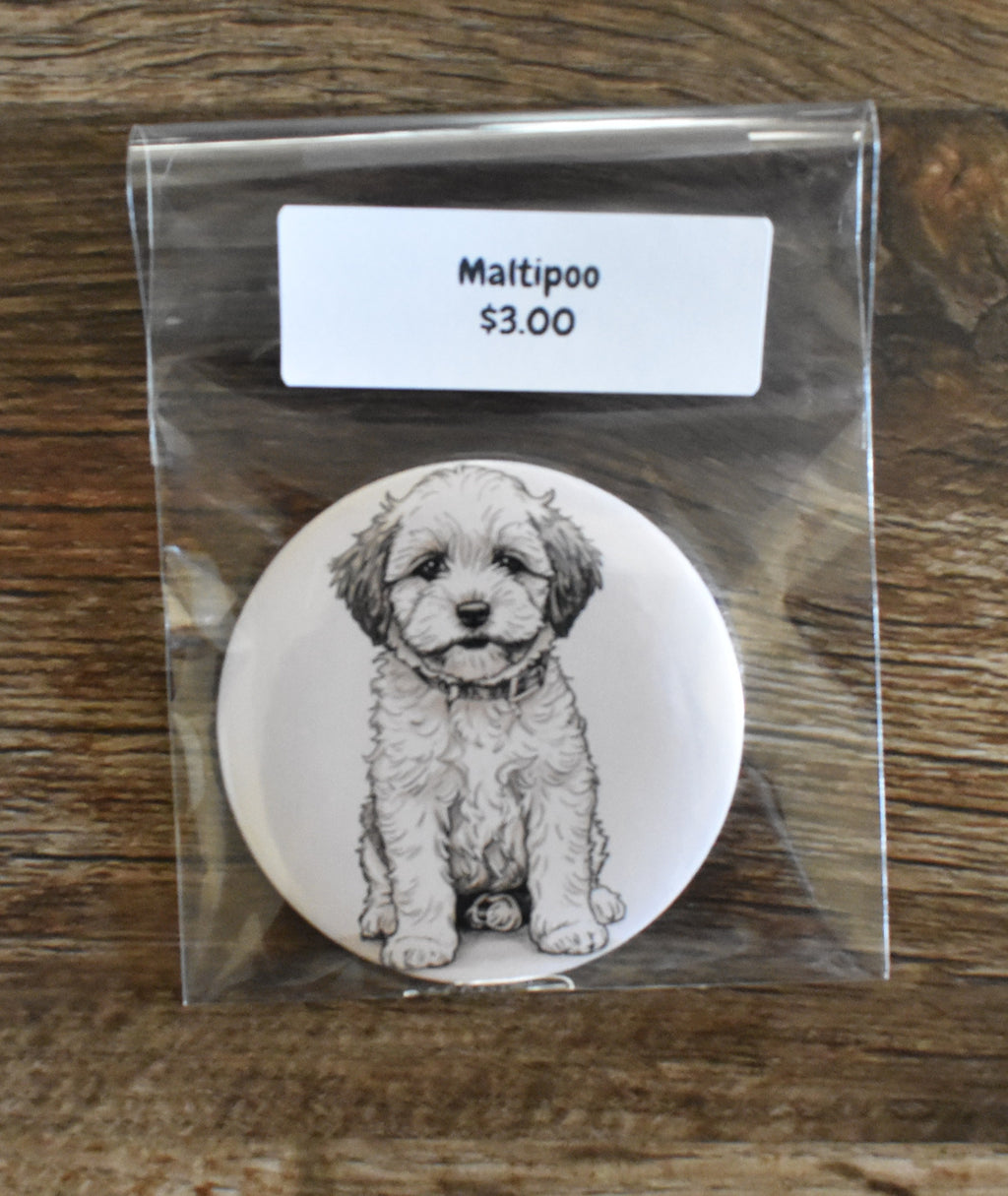 3 Inch Round Dog Magnet-MALTIPOO