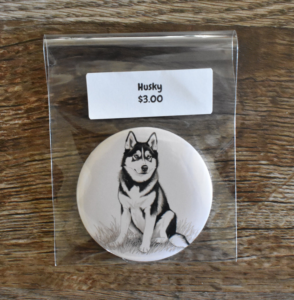3 Inch Round Dog Magnet-HUSKY