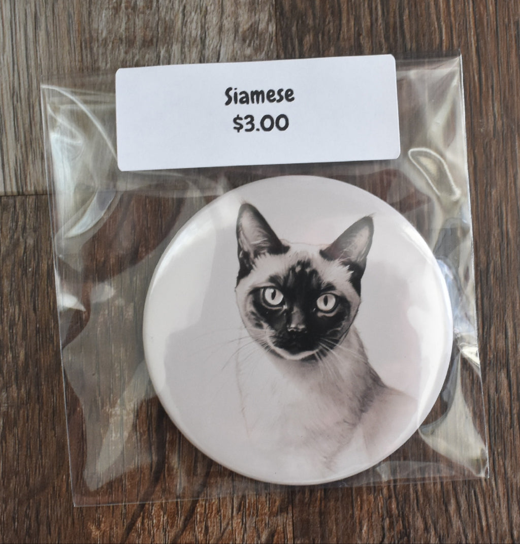 3 Inch Round Cat Breed Magnet-Siamese