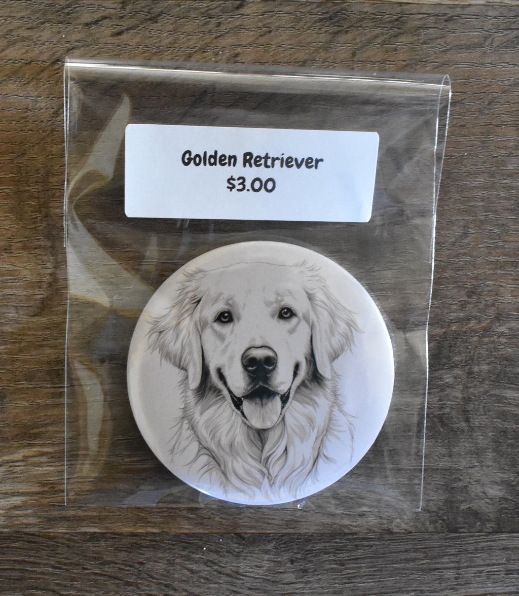 3 Inch Round Dog Magnet-GOLDEN RETRIEVER
