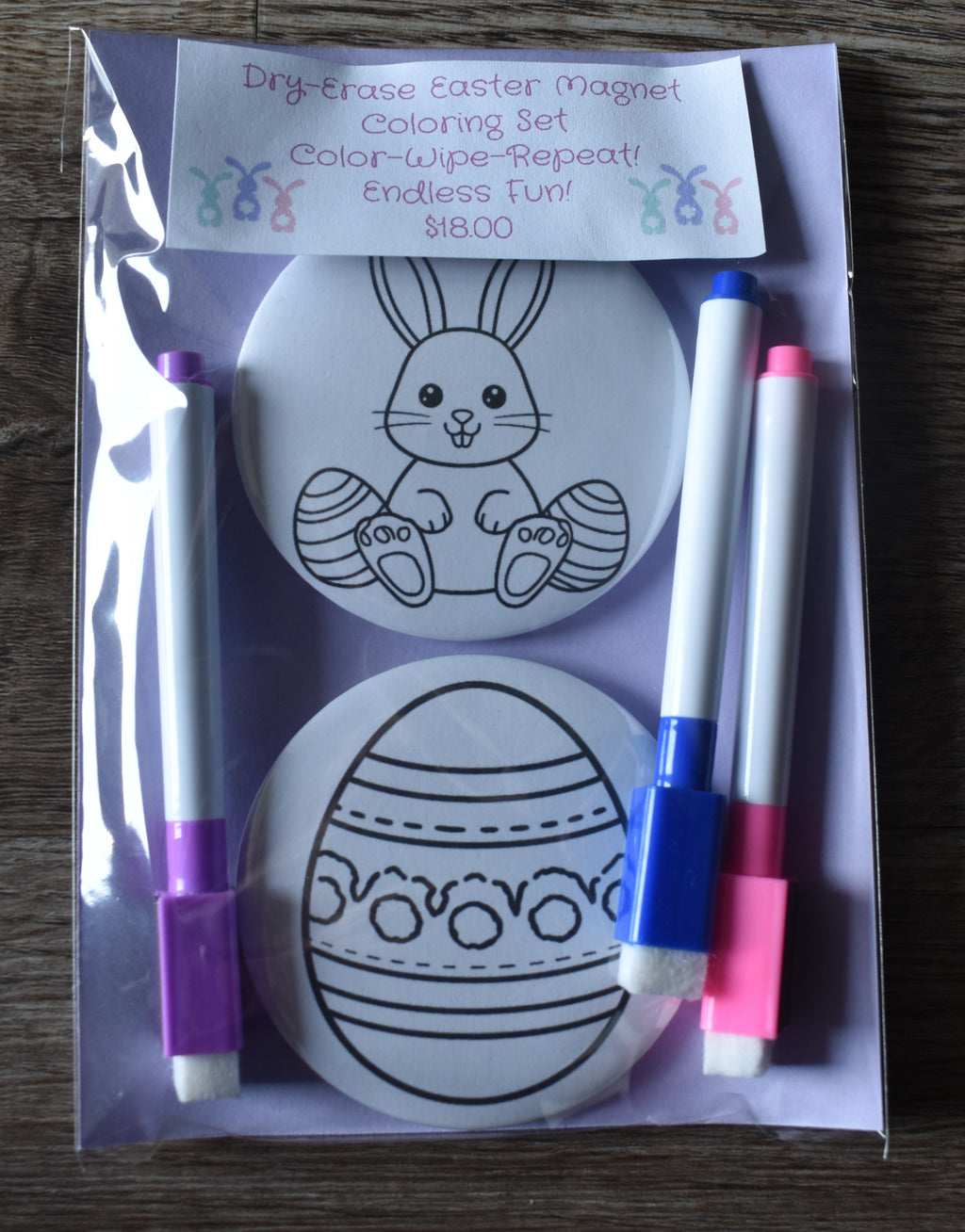 Dry Erase Easter Magnet Coloring Set-Egg & Bunny
