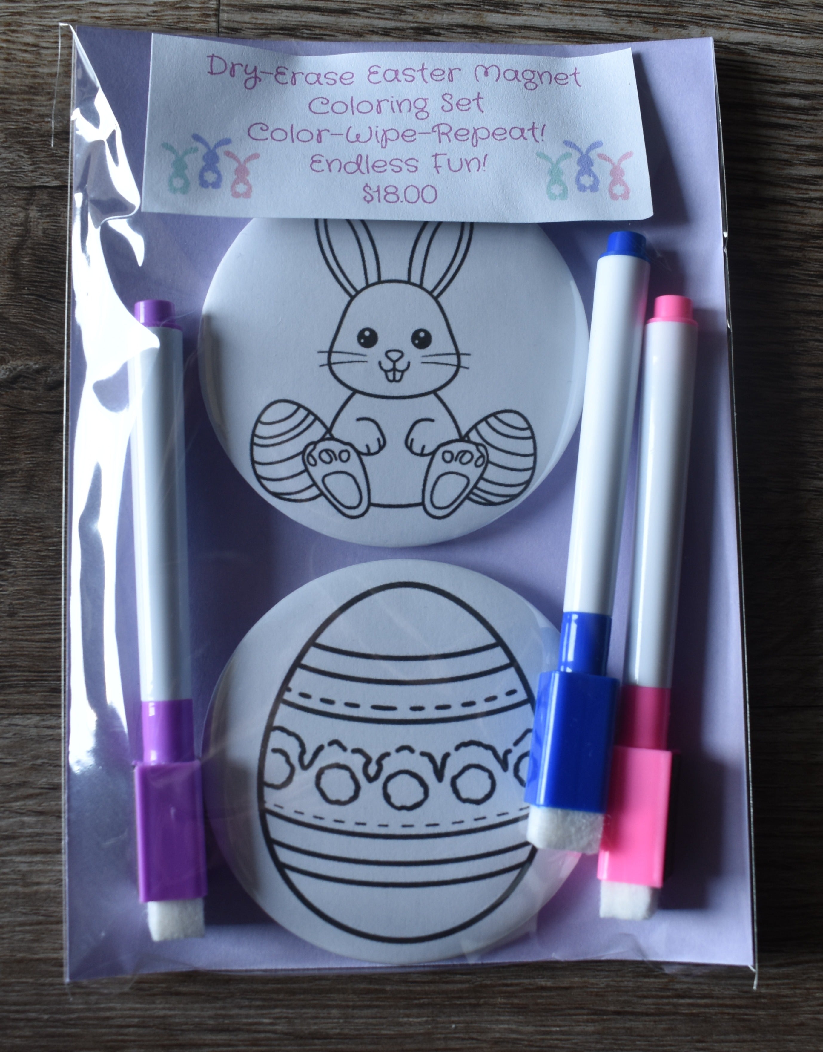 Dry Erase Easter Magnet Coloring Set-Egg & Bunny