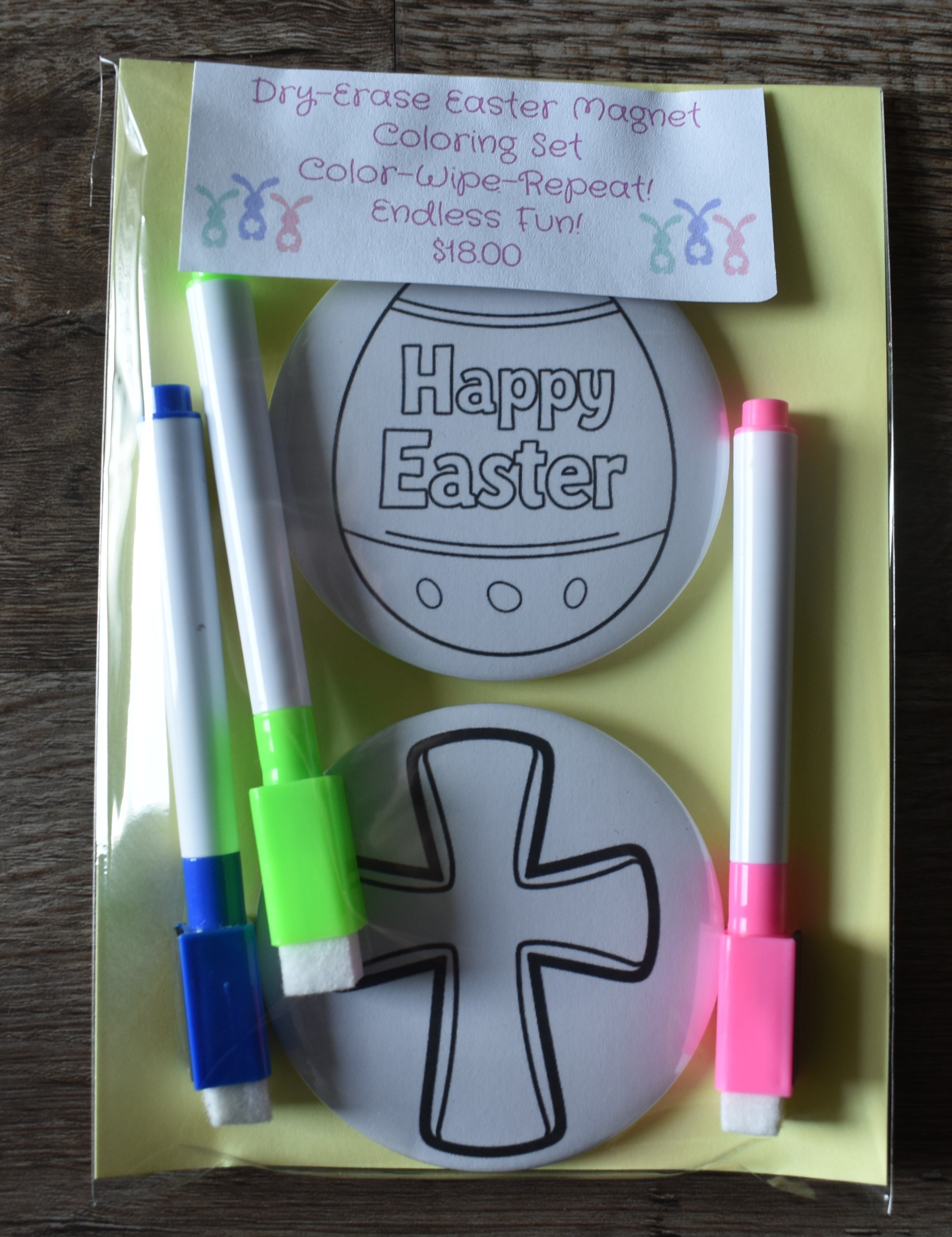 Dry Erase Easter Magnet Coloring Set-Cross & Egg