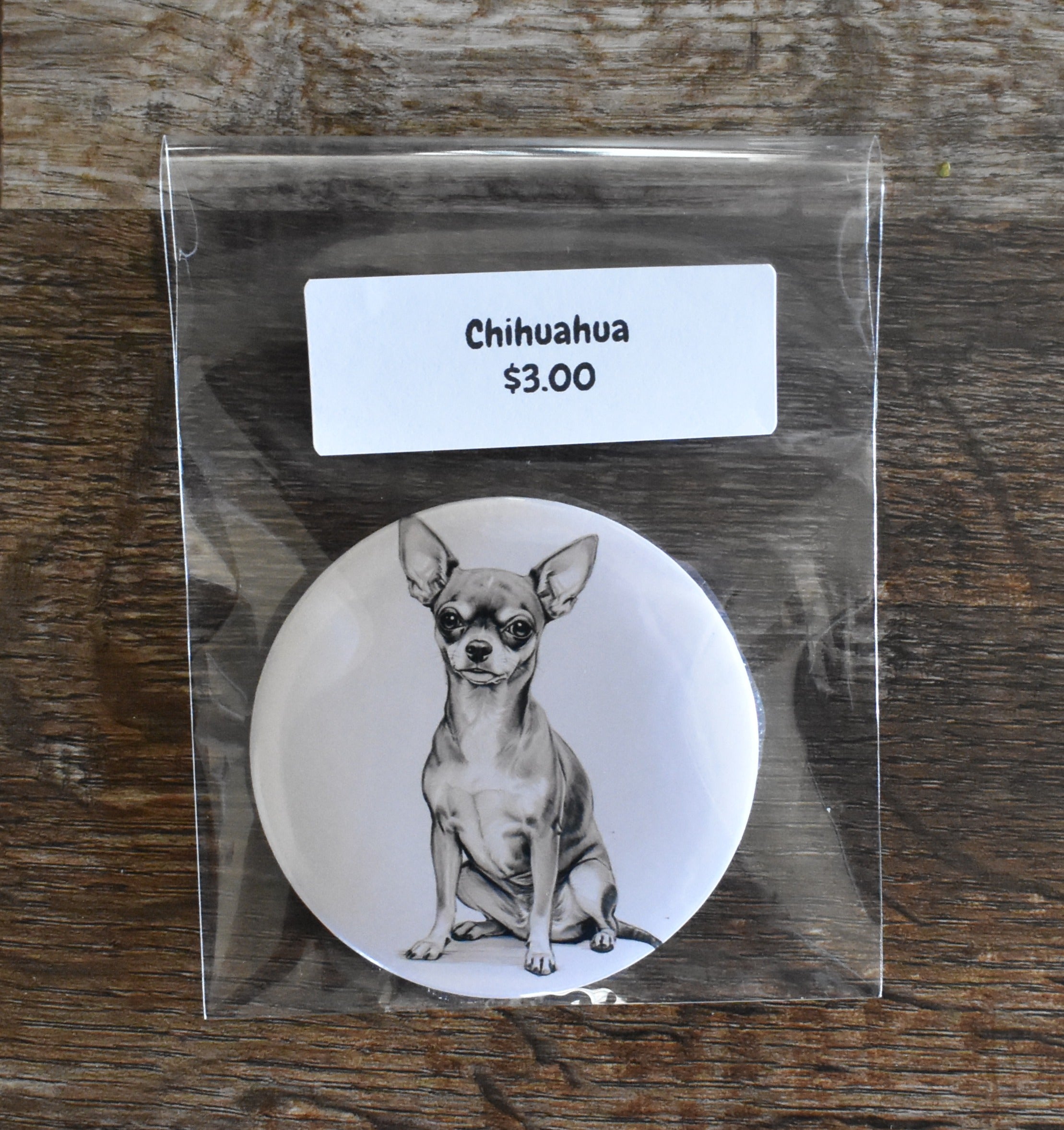 3 Inch Round Dog Magnet-CHIHUAHUA