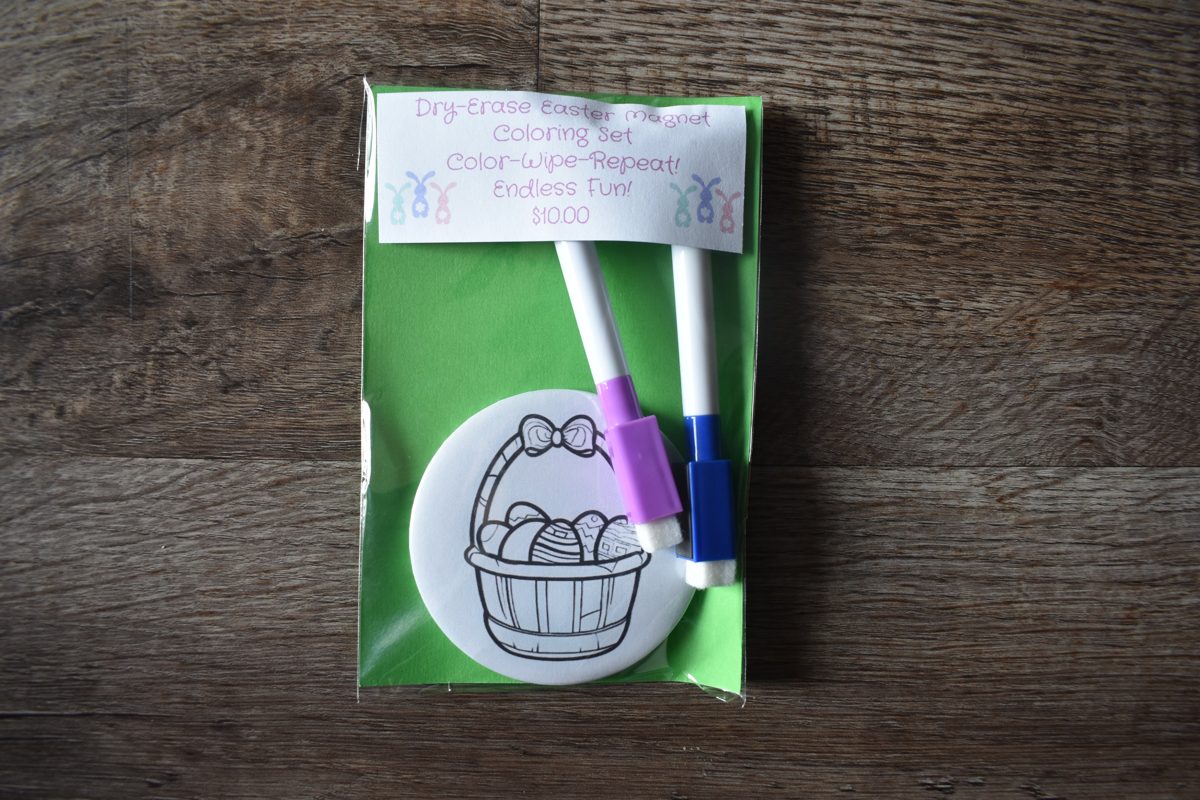 Dry Erase Easter Magnet Coloring Set-Basket