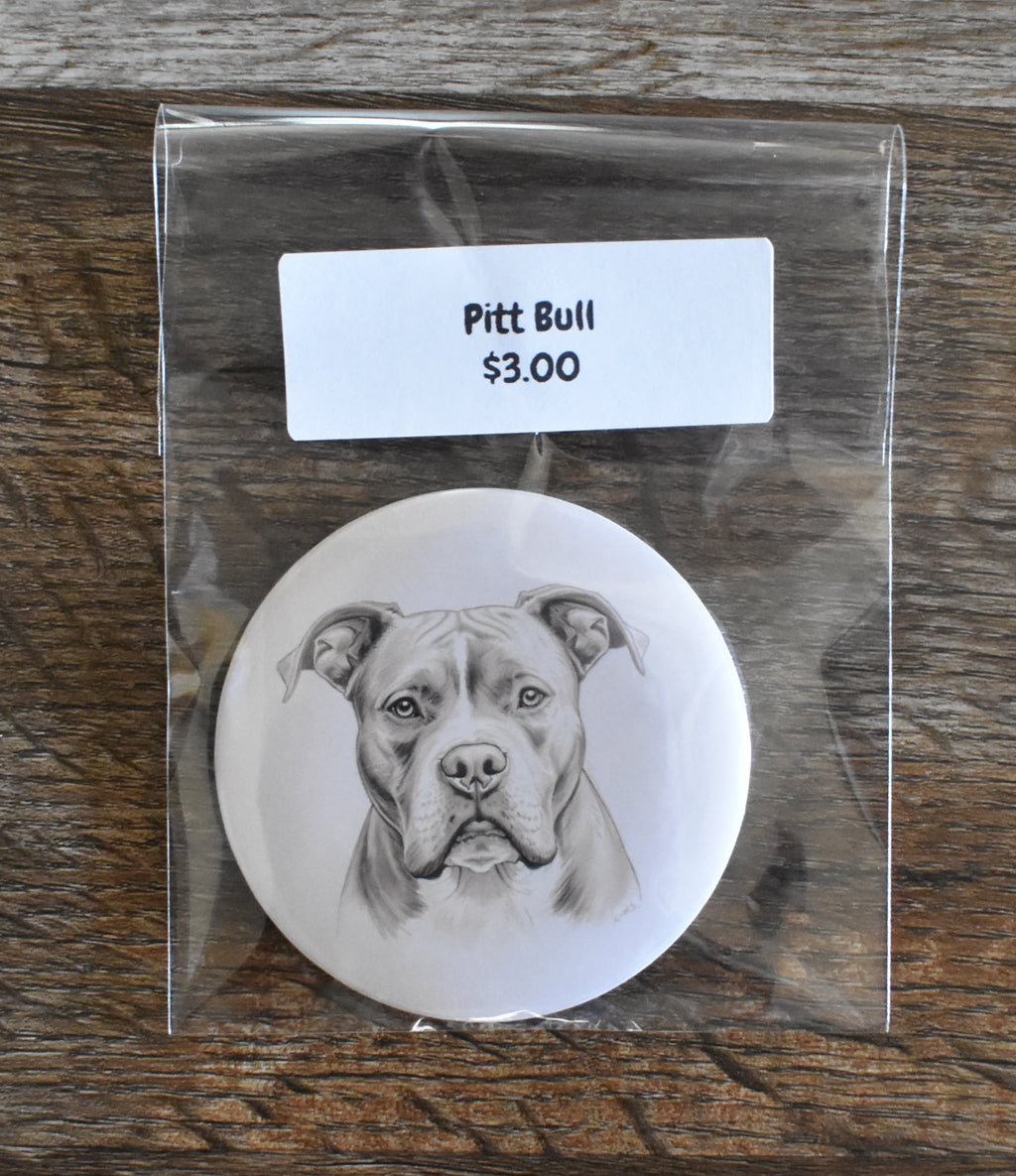 3 Inch Round Dog Magnet-PIT BULL
