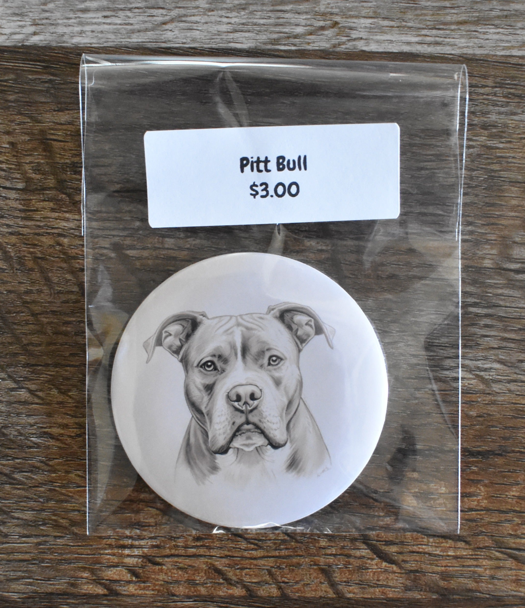 3 Inch Round Dog Magnet-PIT BULL