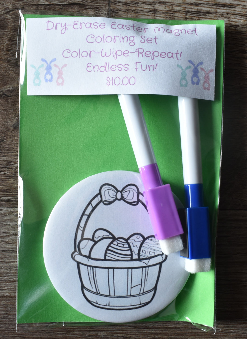 Dry Erase Easter Magnet Coloring Set-Basket