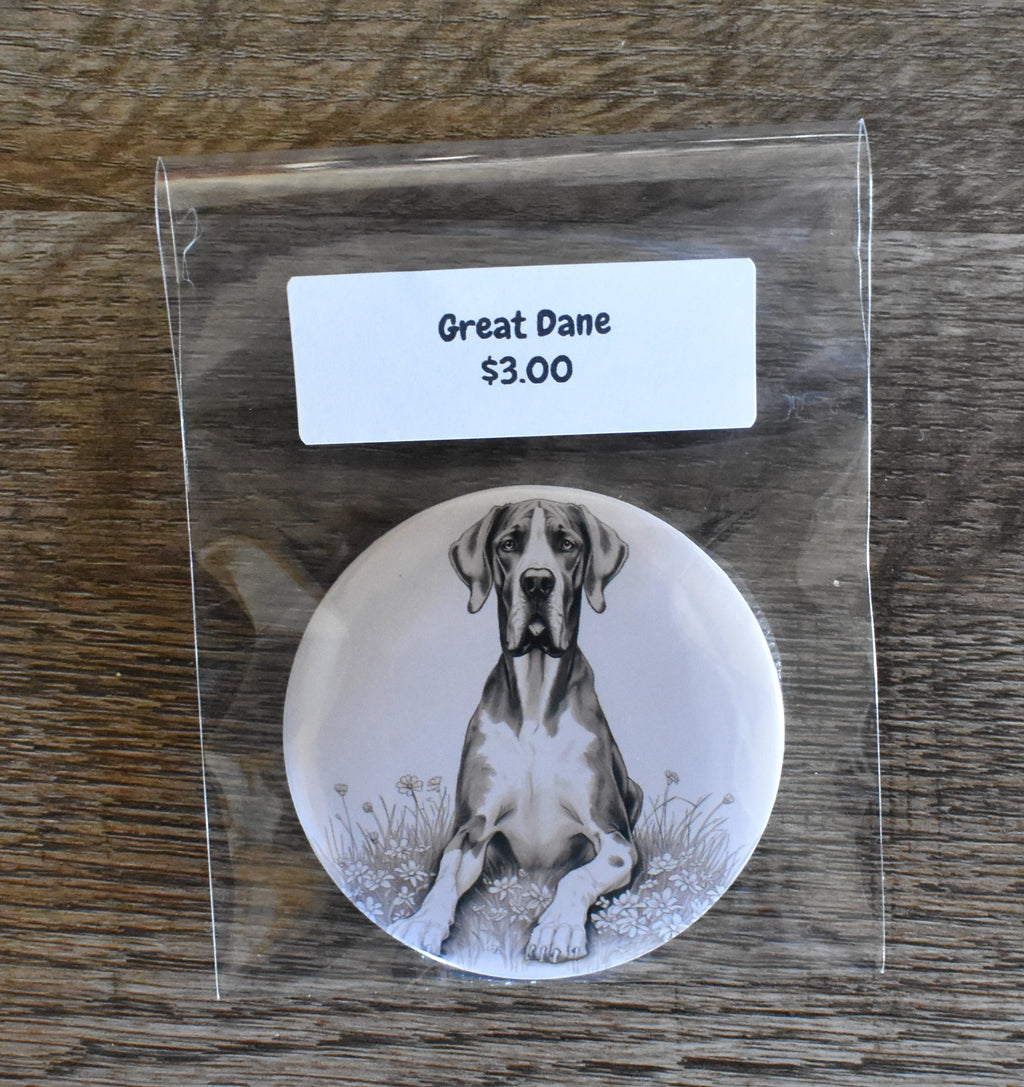 3 Inch Round Dog Magnet-GREAT DANE