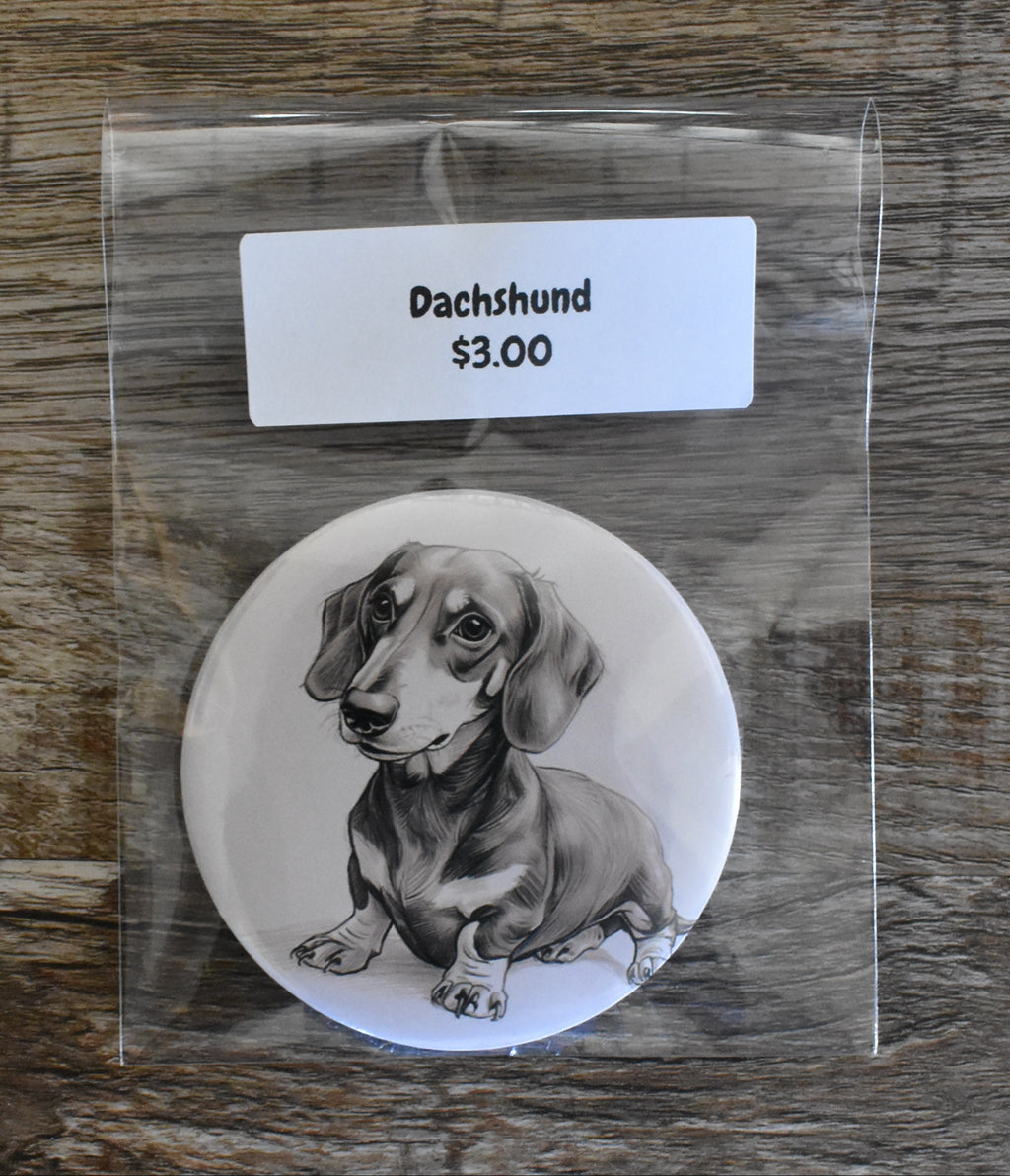 3 Inch Round Dog Magnet-DACHSHUND