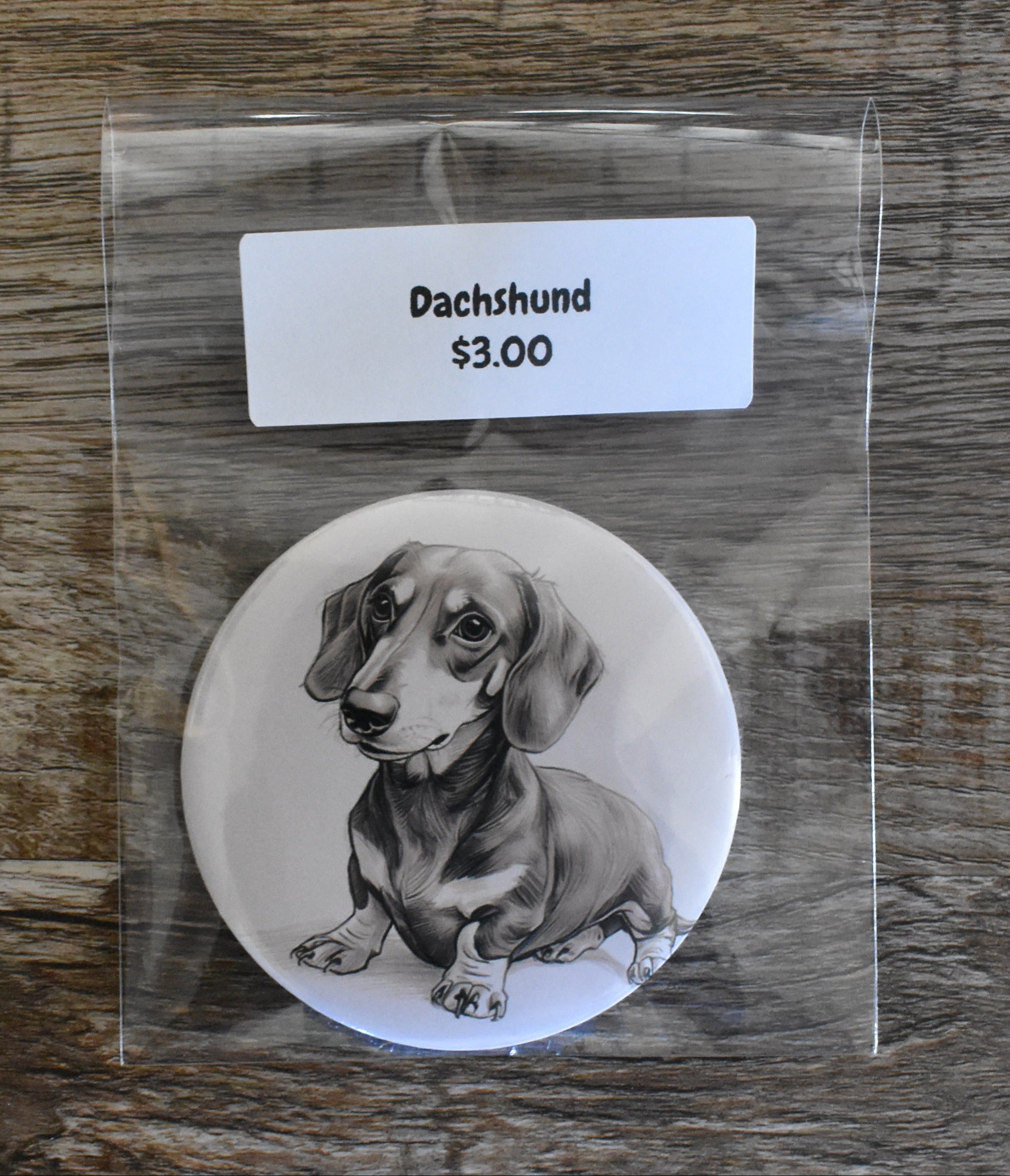3 Inch Round Dog Magnet-DACHSHUND