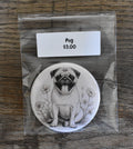3 Inch Round Dog Magnet-PUG