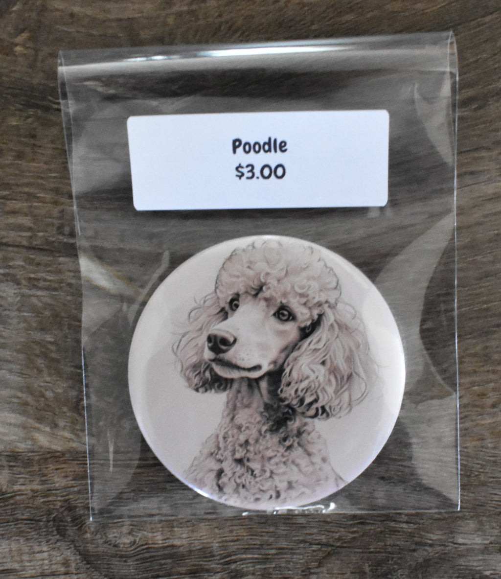 3 Inch Round Dog Magnet-POODLE