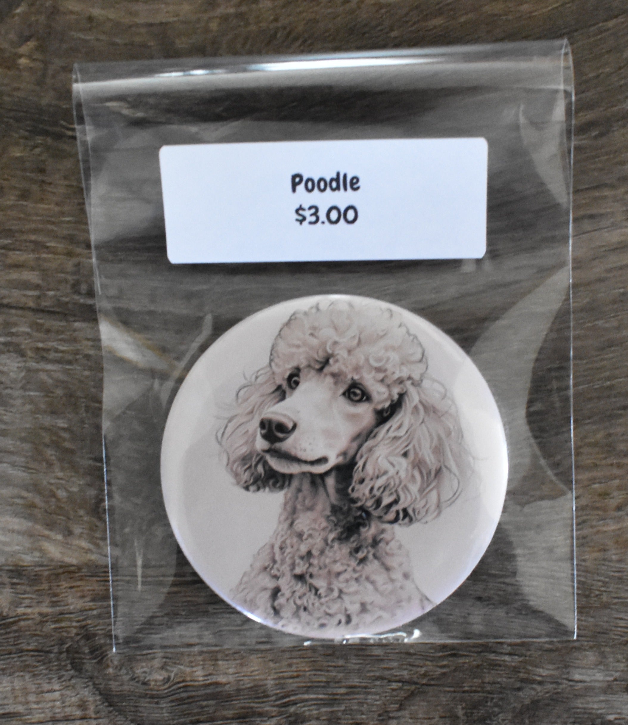 3 Inch Round Dog Magnet-POODLE