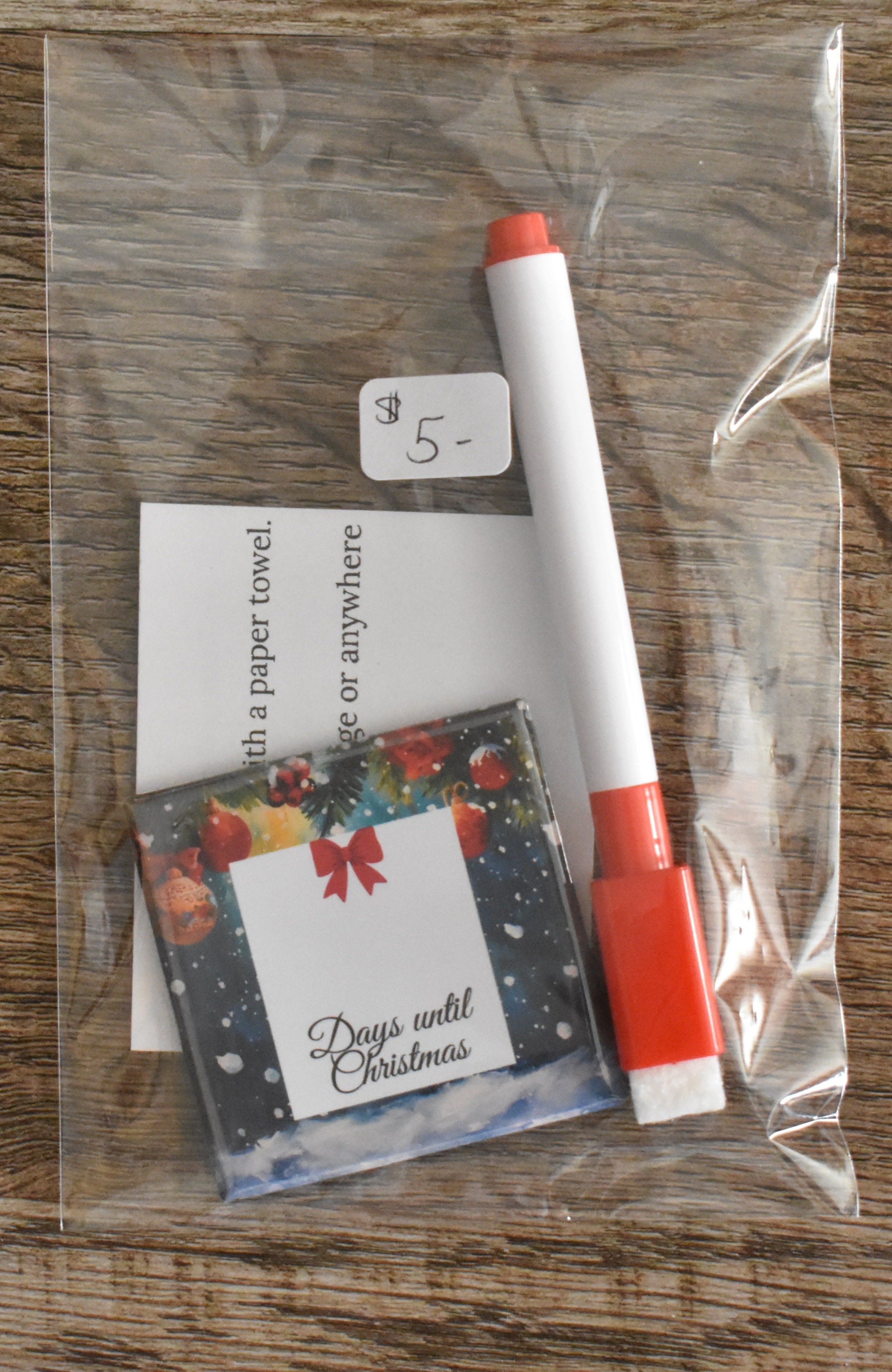 Dry Erase Days until Christmas Magnet (Bow)
