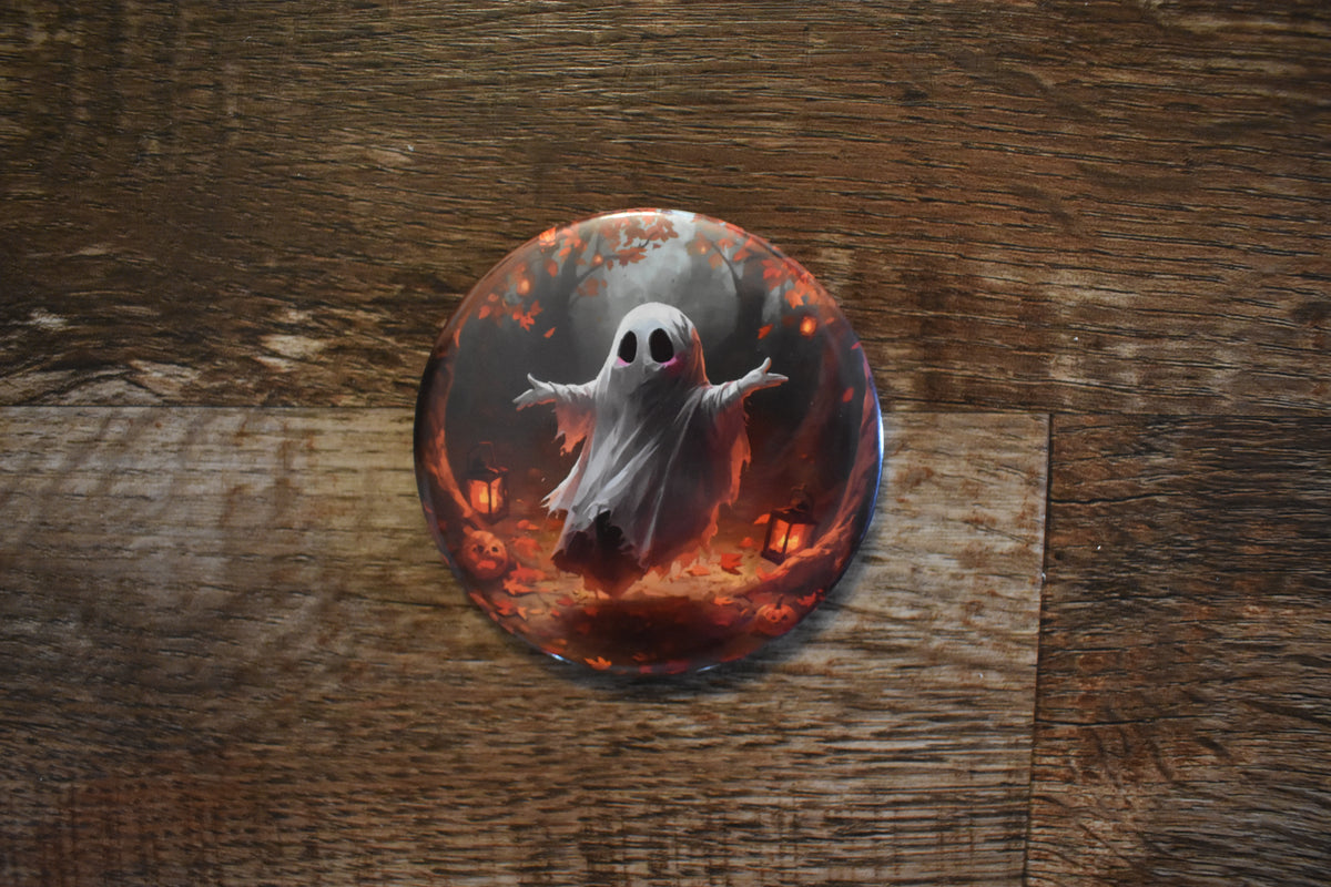 3 Inch Round Halloween Magnet GHOST